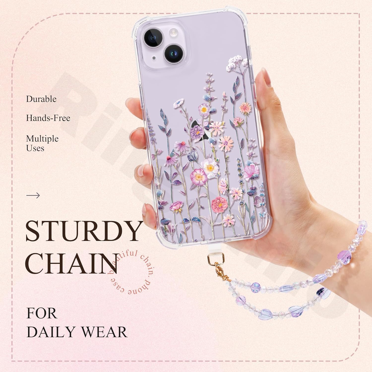 Ringzanio Cell Phone Strap With Crystal Bead and Heart Shape Design | Phone Charm | Phone Strap | Lanyard Strap Detachable Phone Wrist Strap, Hands-Free Keychain Phone Accessories for Women Girls - Image 3