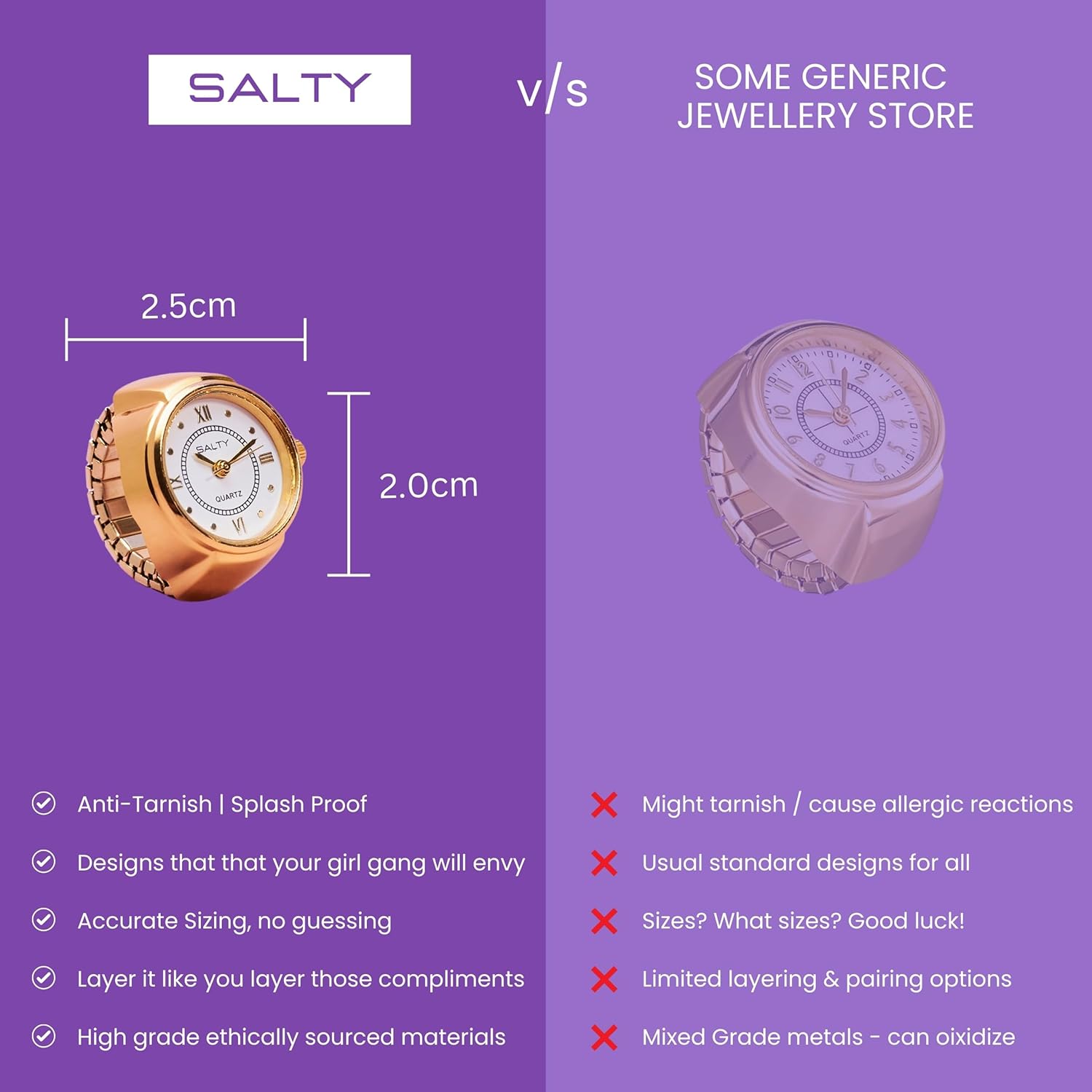 SALTY Ring Watch for Women & Girls | 6 Months Warranty | Stylish Stretchable | Anniversary, Engagement, Birthday & Everyday Wear Gift - Image 8