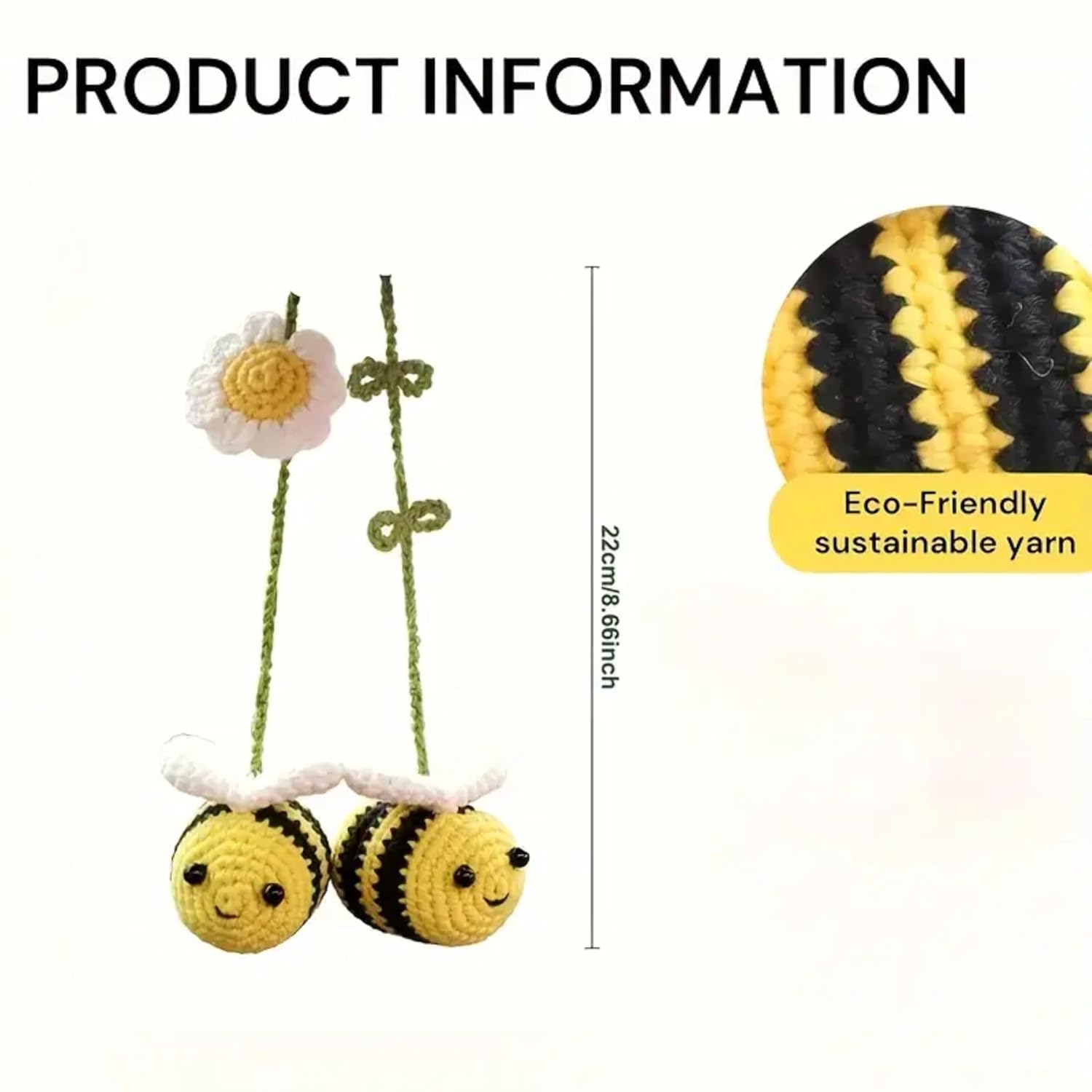 SNOWYS SHOP Handmade Crochet Cute Charm for Girls- Knitted Flower Car Bag Hanging Accessory for Women - Image 6