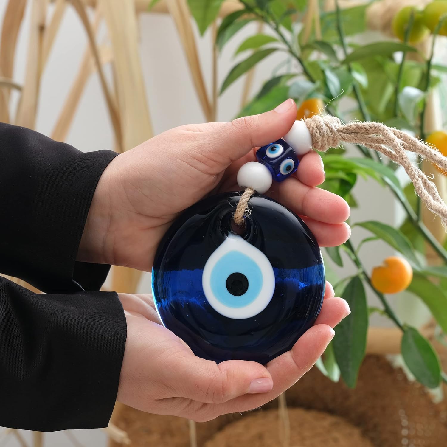 BCS Blue Evil Eye Decor Home Wall Hanging 3.5" Glass Handmade Turkish Nazar Amulet Good Luck and Protection Charm - Image 4