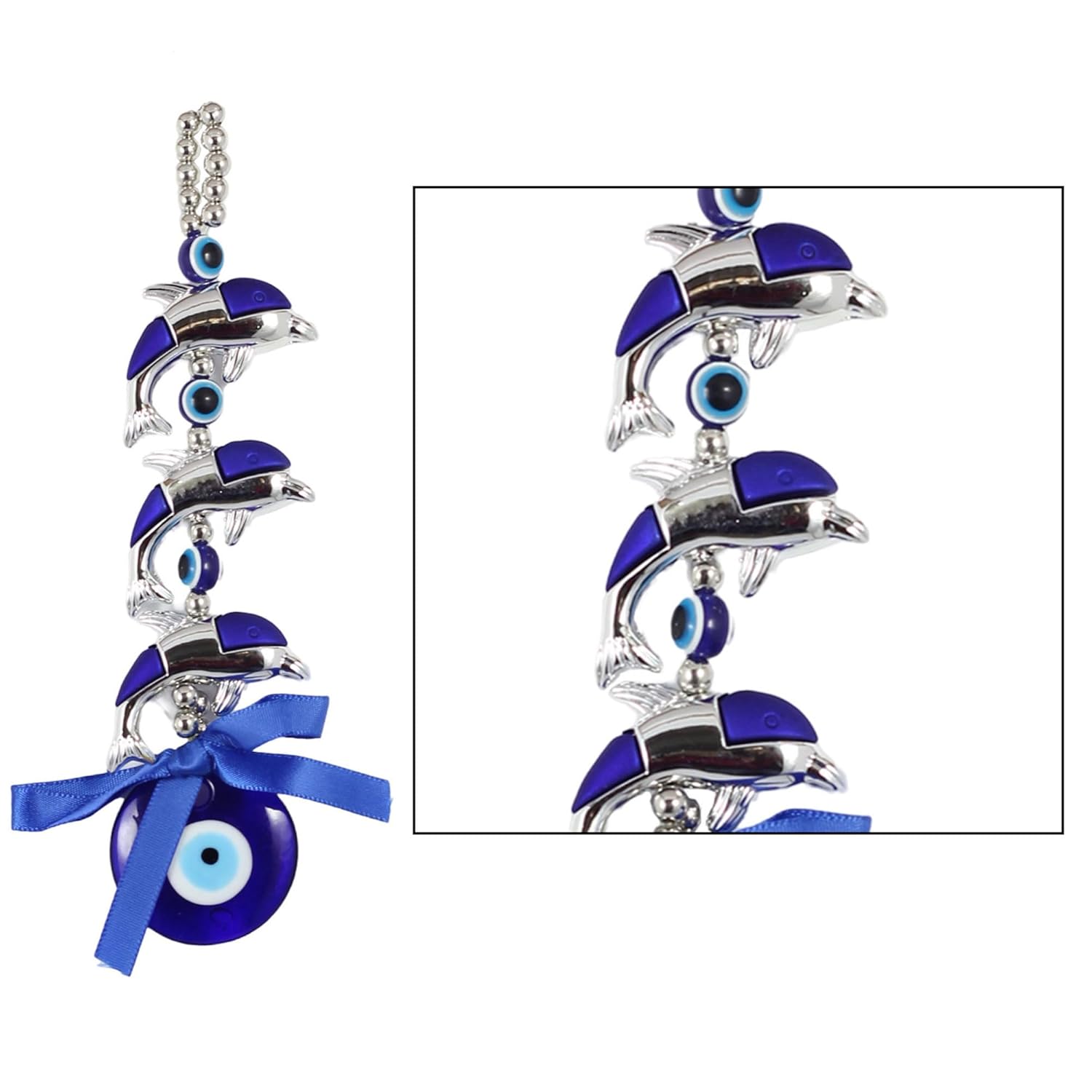 The Quirky Home - Feng Shui Vastu Small Evil Eye Hanging Talisman, Amulet or Nazar Battu Boncuga or Turkish Hamsa Good Luck Gift - Decorative Ornament for Home (Dolphin) - Image 6