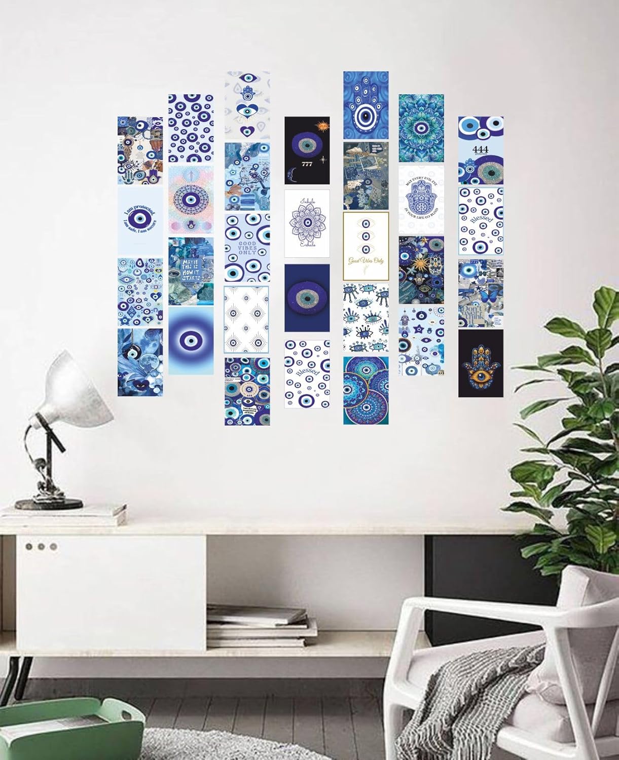 Hetshree Decor Evil Eye Aesthetic Peel-N-Stick Wall Collage Kit, Girl Room Decor, Dorm Decor, Photo Collage Kit, Wall Collage, 30 Piece Sticker Set, 4x6 inches - Image 3