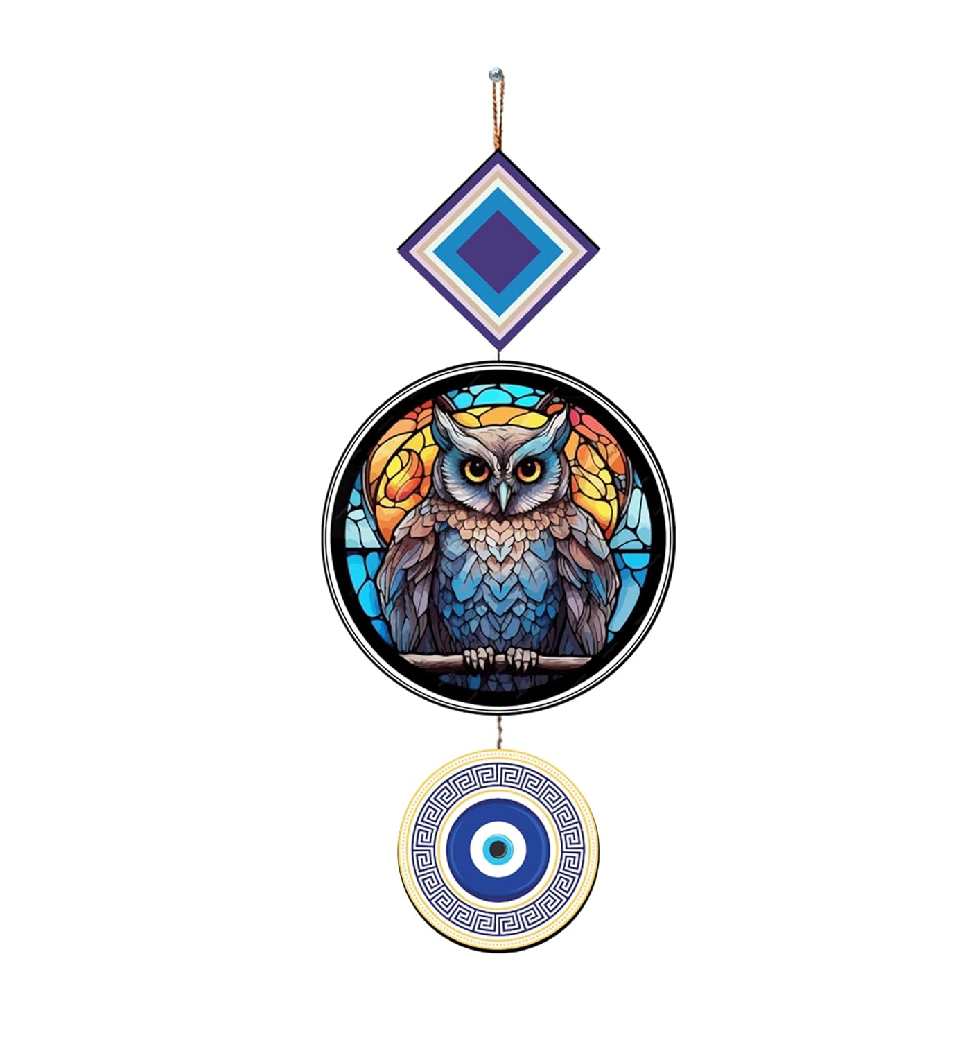 Gift Me Bazar Owl Evil Eye Wall Hanging | Nazar Battu for Home & Office for Positive Energy | Blessing Gift | Door Hanging Wall Decor - Image 2