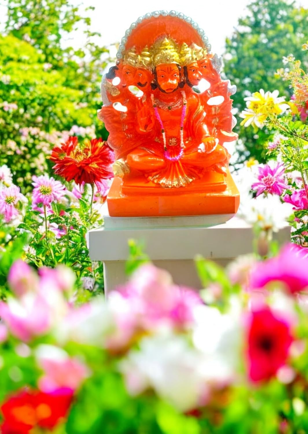 Best Looking Good Hanuman Ji Murti Panchmukhi Hanuman for Door Entrance Temple Home & Office Decor Living Room Decoration Gift for New House Warming ceramony bajarangbali Balaji Idol Evil Eye - Image 6
