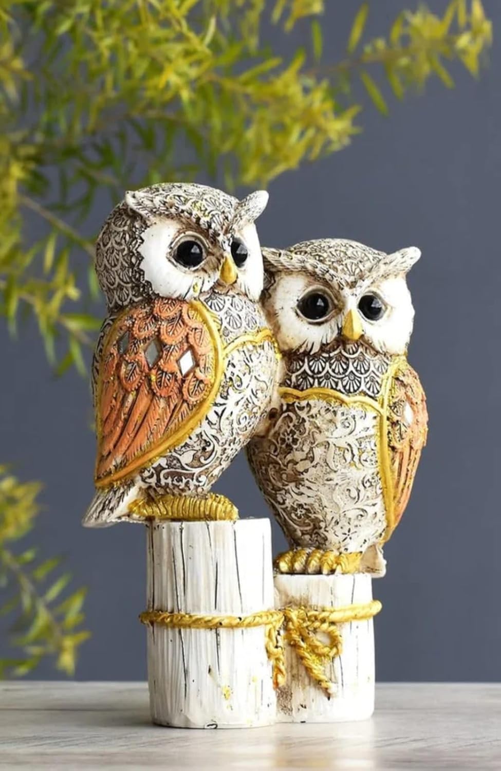 Owl Statue for Good Luck – 6 Inch Resin Figurine Antique Multicolour | Evil Eye |Owl Pair Showpiece for Home & Office Table Decor Gift Item (L-10 x W-5 x H-16 cm) - Image 5