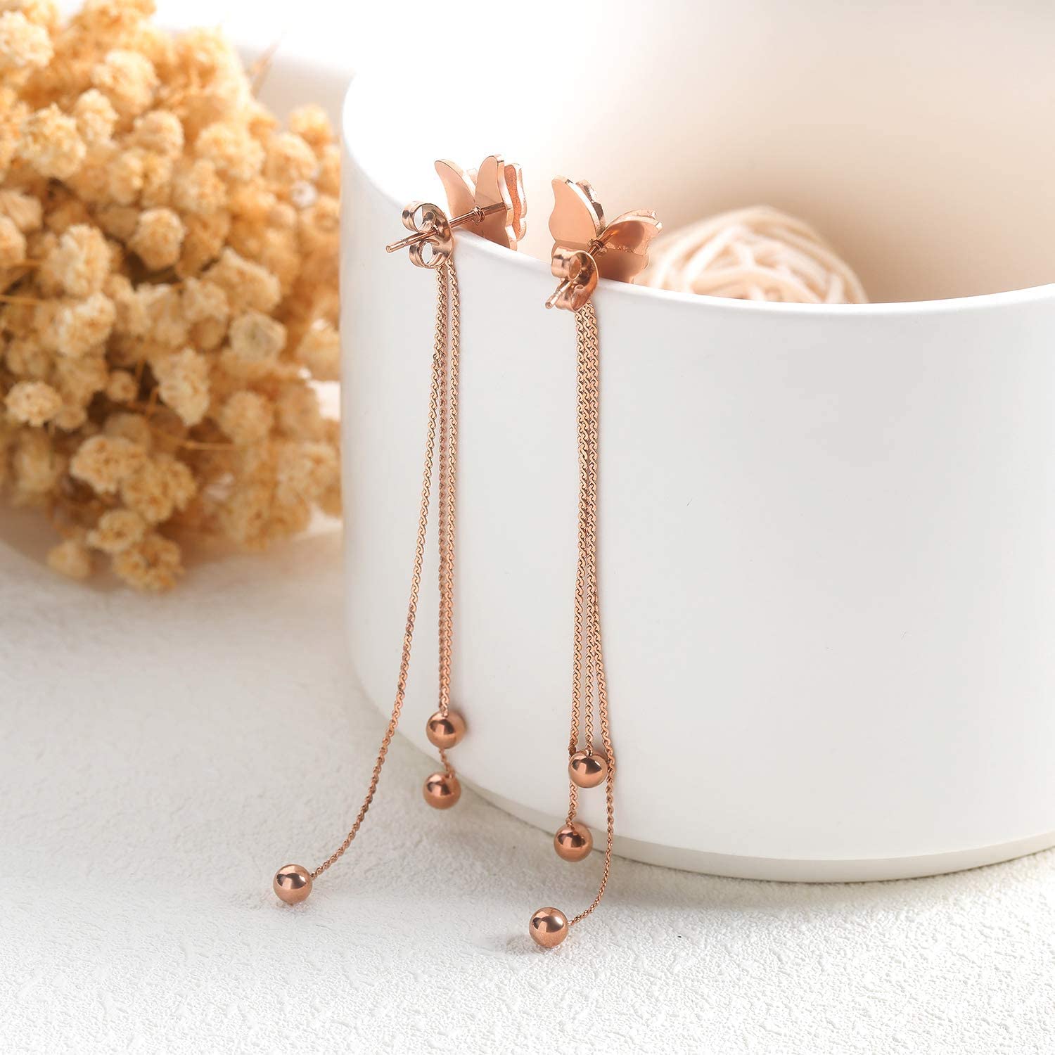 El Regalo Stainless Steel Ati Tarnish- NO RUST Earrings- Rose Gold Plated Stainless Steel Cute Stud Earrings for Women/Girls - Image 4
