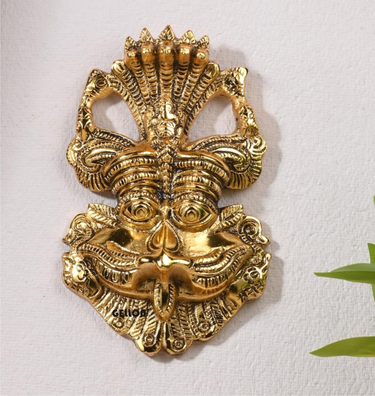 kirtimukha Face In Metal Wall Hanging For Home Decor In Gold Finish, Nazar Battu For Door Entrance - Image 2