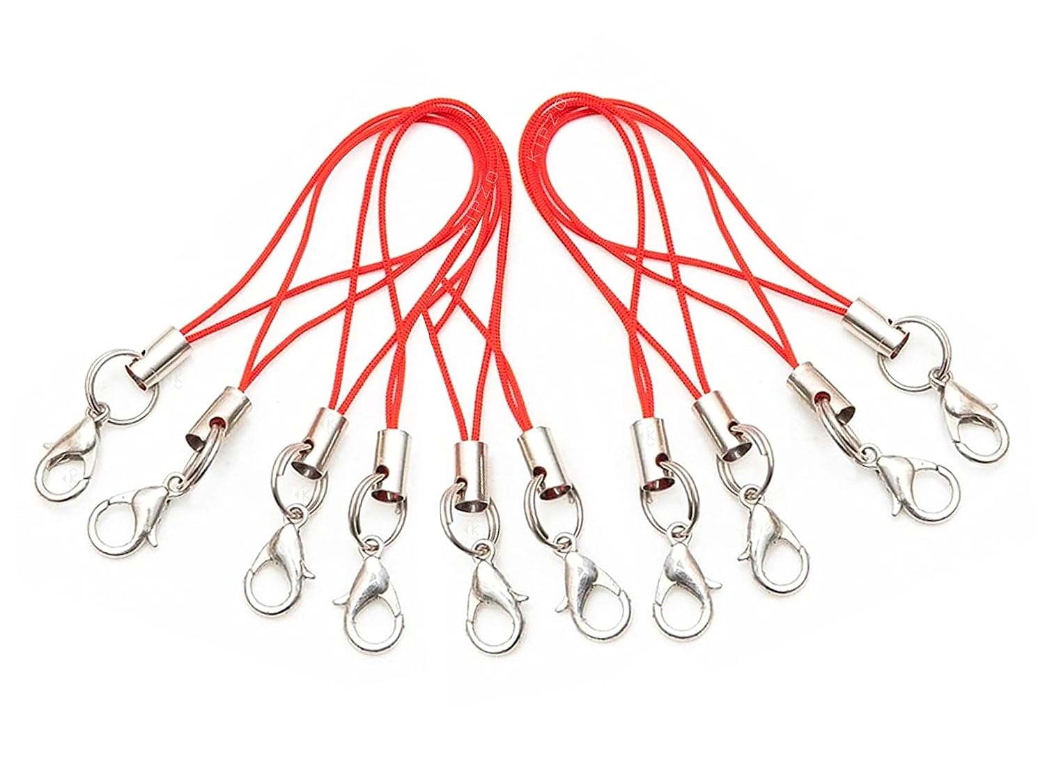 KIPZO® Red Pack of 10 pcs Phone Strap Charm lobster clasp for cell phone Cover keyring Pendrive Badge Holders Charm DIY Jewellery straps thread Ring with Hook smart round zip carry case pouch - Image 2