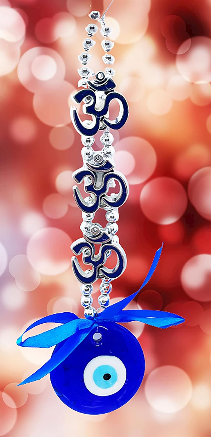 Natchcart Decorative Blue Set of 1 Three Om Turkish Evil Eye Hanging for Home Protection, Good Luck Charm and Prosperity, Interior Wall Hanging Showpiece (FS-2654 Evil Eye) - Image 7