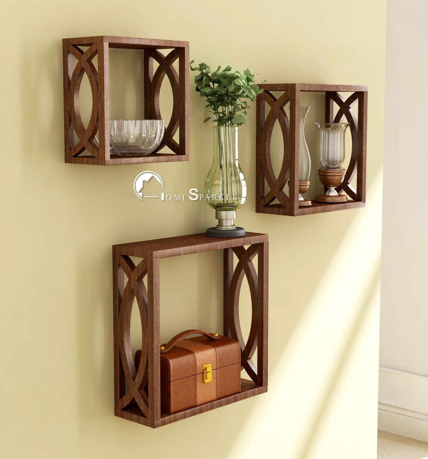 Home Sparkle MDF Wooden Wall Shelves (Brown) - Image 2