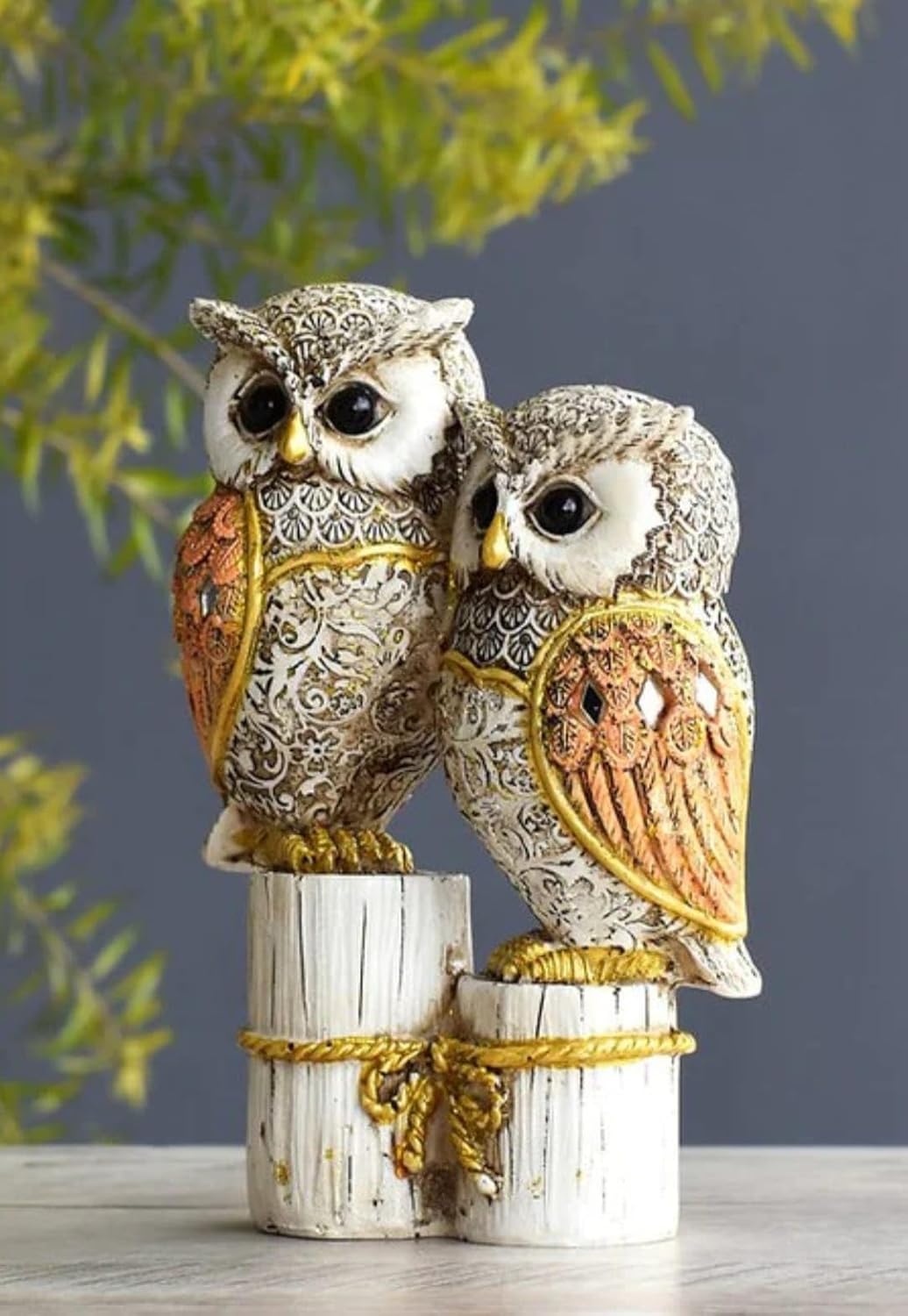 Owl Statue for Good Luck – 6 Inch Resin Figurine Antique Multicolour | Evil Eye |Owl Pair Showpiece for Home & Office Table Decor Gift Item (L-10 x W-5 x H-16 cm) - Image 4
