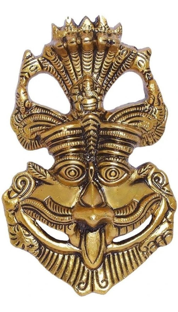 The Classic Treasure Gold Nazar Battu/Evil Eye With Naag Ganesha and Nazar Suraksha,Suraksha KawachTraditional Tribal Design, Gold-Toned Metal For Home/Factory/Office/Gate Hanging/Gifts Etc - Image 2