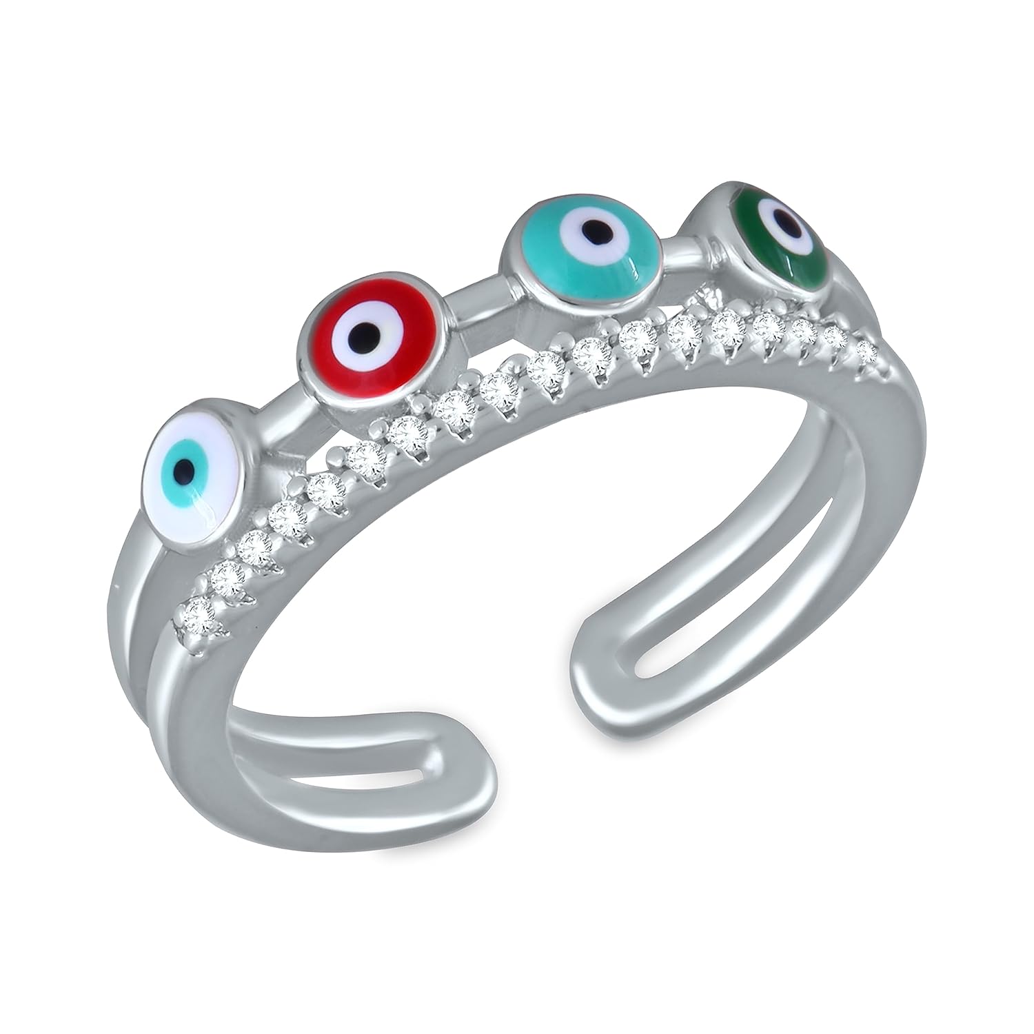AMAAL Rings for women girls girlfriend ladies wife sister Evil eye ring Silver ring Butterfly ring silver stylish engagement wedding Adjustable promise propose American diamond Finger Ring set ad A869 - Image 2