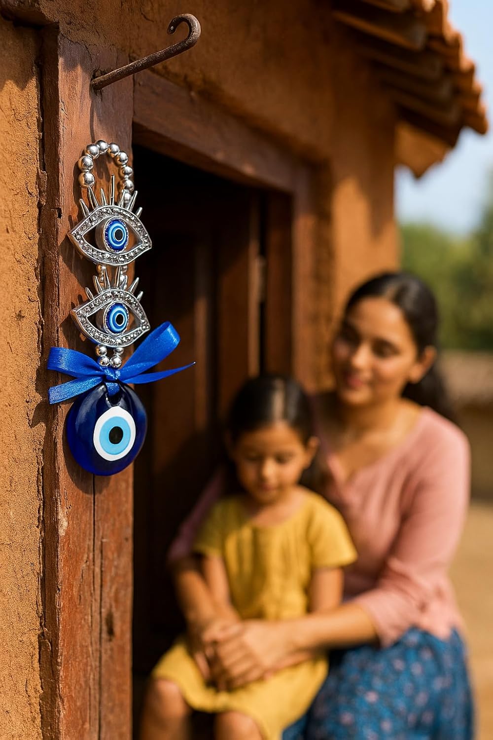 Premium Nazar Battu Evil Eye Protection Talisman for Home (16 cm) – Handcrafted Silver Beads, Thick Blue Glass Charm – Spiritual Décor for Door, Wall, Car – Auto & Family Safety Gift - Image 6