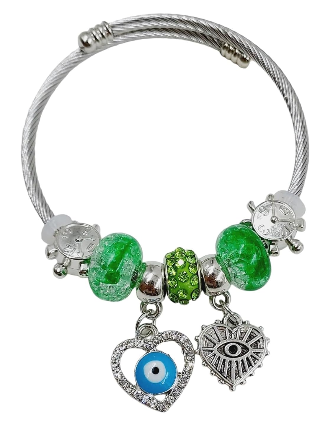 Evil Eye Bracelets for Women, Nazariya Bracelet for Girls, Nazar Battu Bracelet with Charms for Good Luck and Prosperity, Green - Image 4