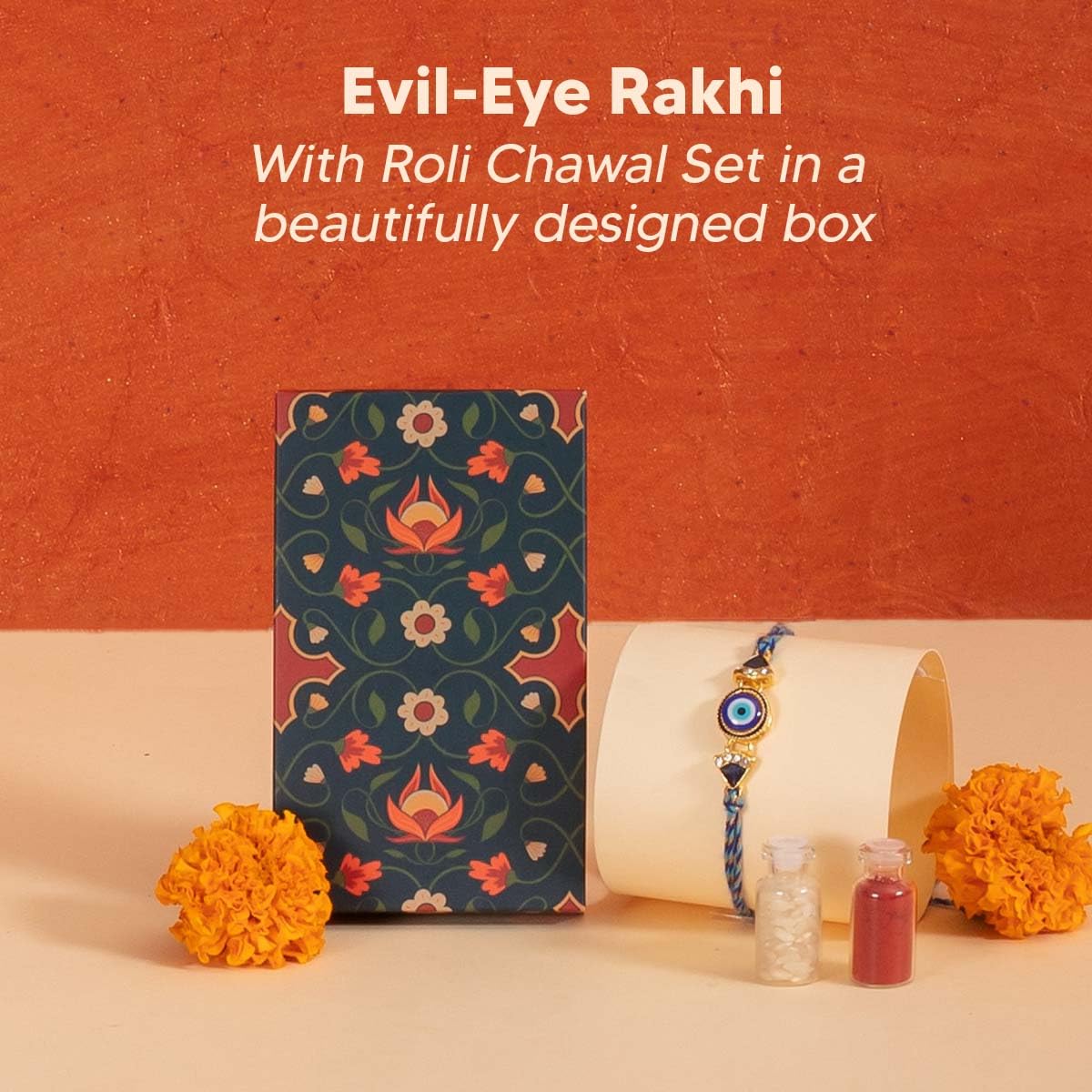 Yaadon Ka Dabba – 10-Item Rakhi Hamper for Brother – Evil Eye Rakhi, Chocolate Coated Almonds, Hazelnut Dry-Fruit Laddoos, Uno & More | Chocolates & Sweets for Brother – Gift Combo Set - Image 5
