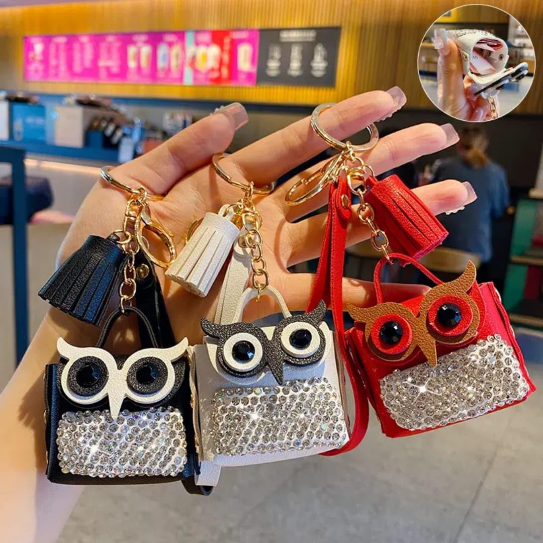 TERA 13 Owl Eye Mini Small Handbag Keychain/Keyring Bag Earphone Storage Mini Lovely Coin Purse Wallet Keychain Cute Coin Purse Key Rings Keychain 1pcs - Image 2