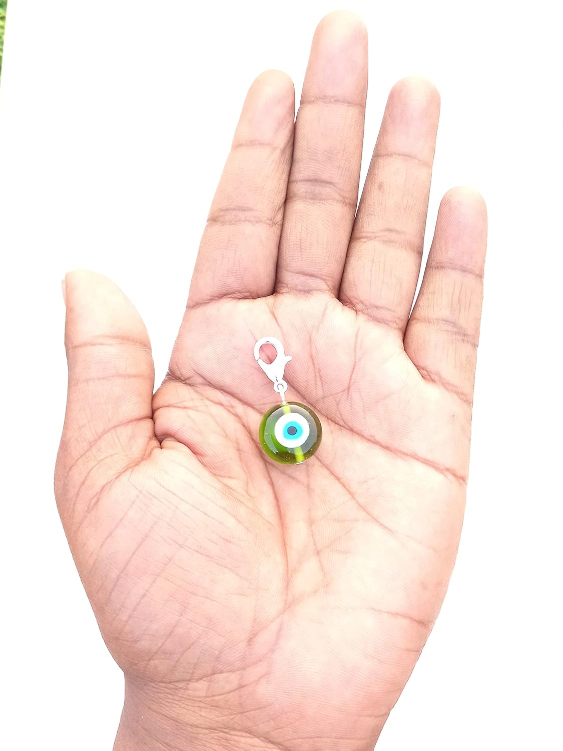 Evil eye charm, evil eye pendant charm, bag charm, purse charm, key charm, eye keyring, buggy charm, stroller charm, protection, nazar boncuk, dog tag, good luck evil eye charm (Trans Green) - Image 2