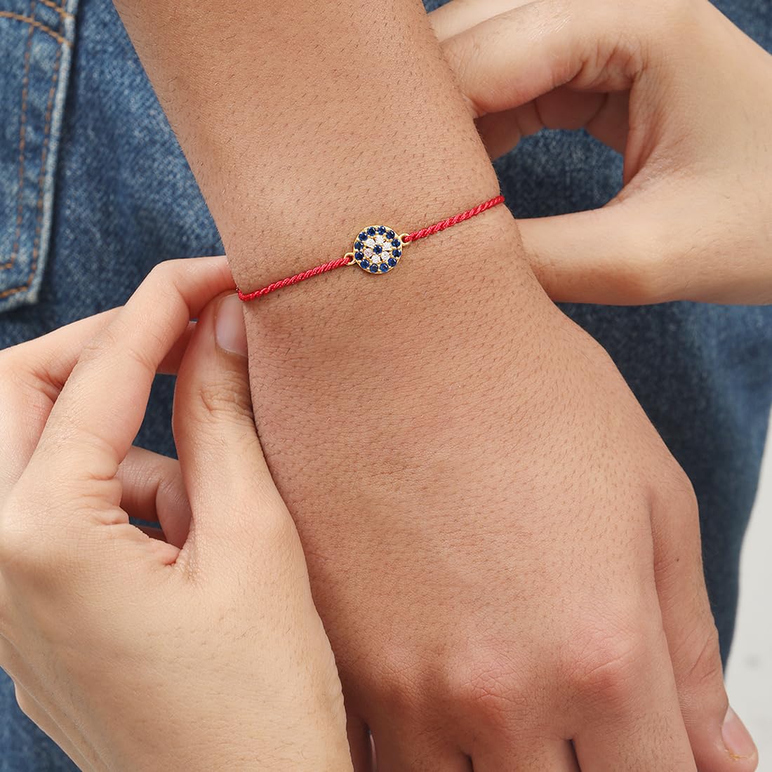 ZAVYA 925 Sterling Silver Evil eye Cubic Zirconia Anti Tarnish Gold Plating Mens Rakhi - Image 4