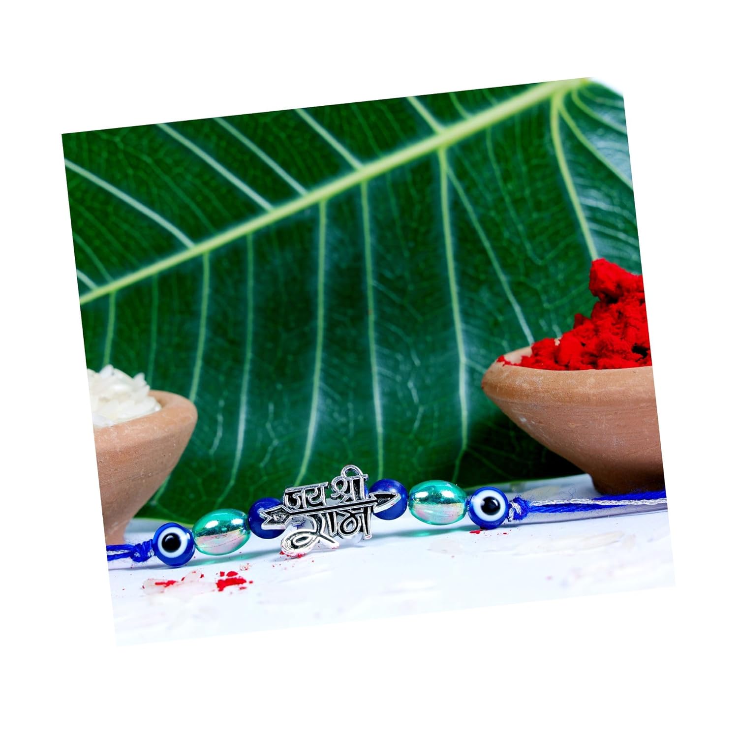 Evil Eye Rakhi for Set brother and bhabhi | Designer Evil Eye Hand Rakhi Set with Roli Chawal and Raksha Bandhan Greeting Card For Men | Rakshabandhan, Premium evil eye raakhis - Image 5