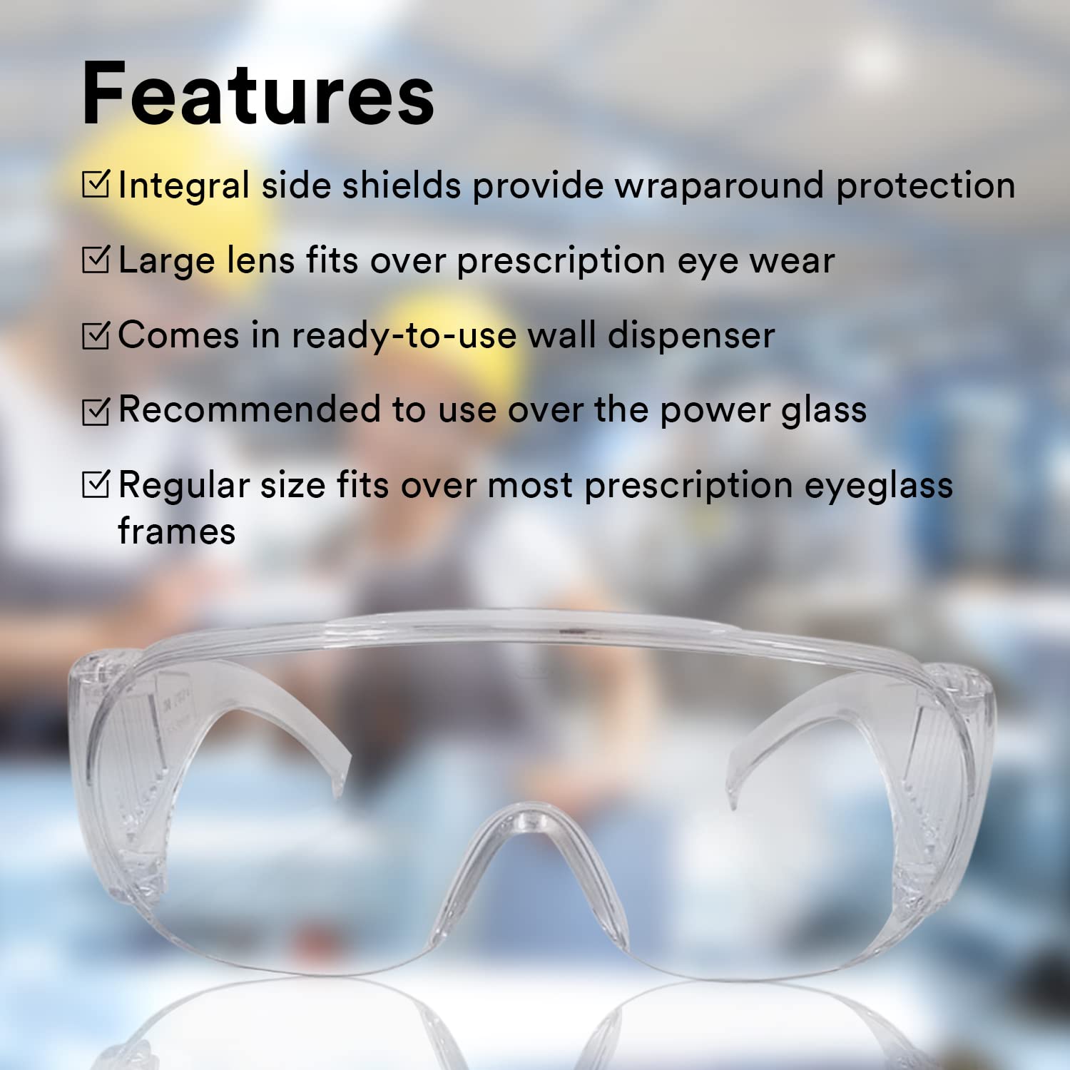 3M 1611 Safety Goggles Hard Coat Eyewear, Over The Spectalar Eye Protector, Anti Pollution Goggles For Multipurpose Use In Riding Motorcycle, Construction, Clear Transparent Goggles (Pack of 1) - Image 5