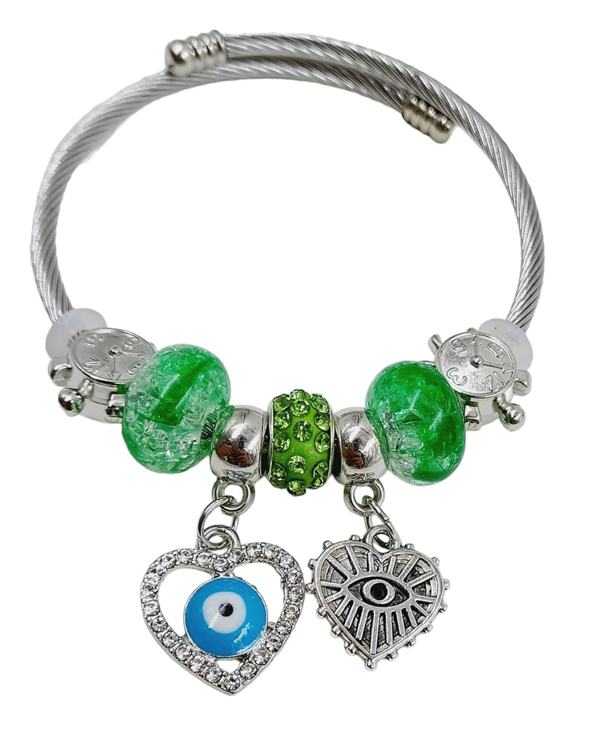 Evil Eye Bracelets for Women, Nazariya Bracelet for Girls, Nazar Battu Bracelet with Charms for Good Luck and Prosperity, Green - Image 2