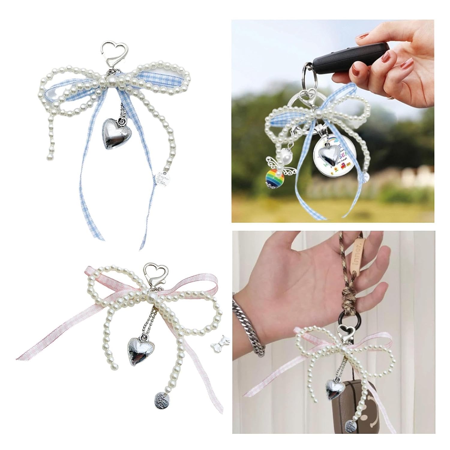 CLUB BOLLYWOOD® Bow Keychain Creative Ribbon Heart Bow Beaded Keyring for Hand s Party Pink|Clothing, Shoes & Accessories | Womens Accessories |Key Chains, Rings & Finders|1 Keychain Pendant - Image 8