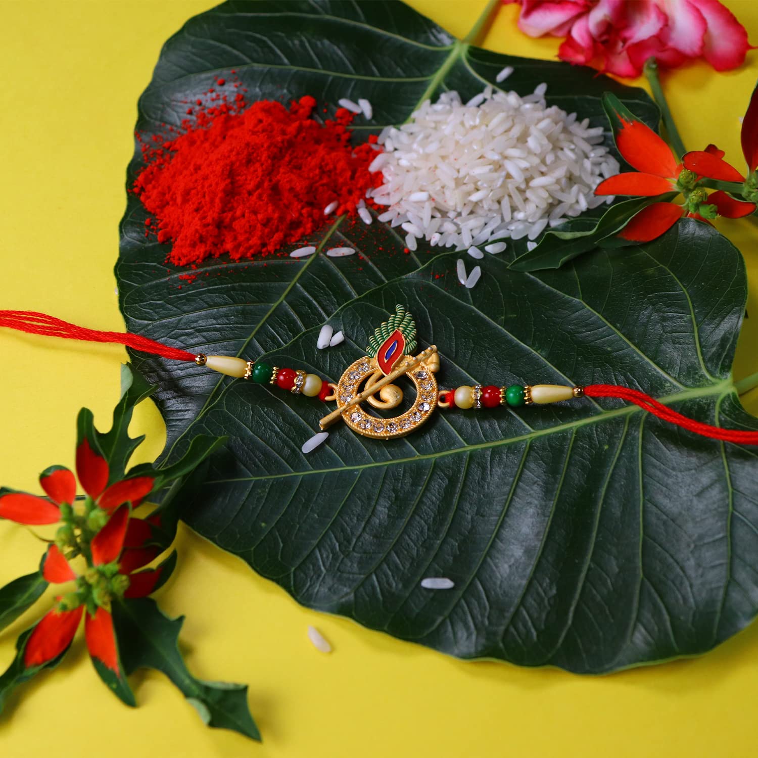DeoDap Chocolate with Rakhi Gift for Brother – Murli Design Rakhi Set for Brother with Choco Coated Butterscotch Nuts, Silver Colour Coin & Greeting Card – Raksha Bandhan Combo For Bhai - Image 6