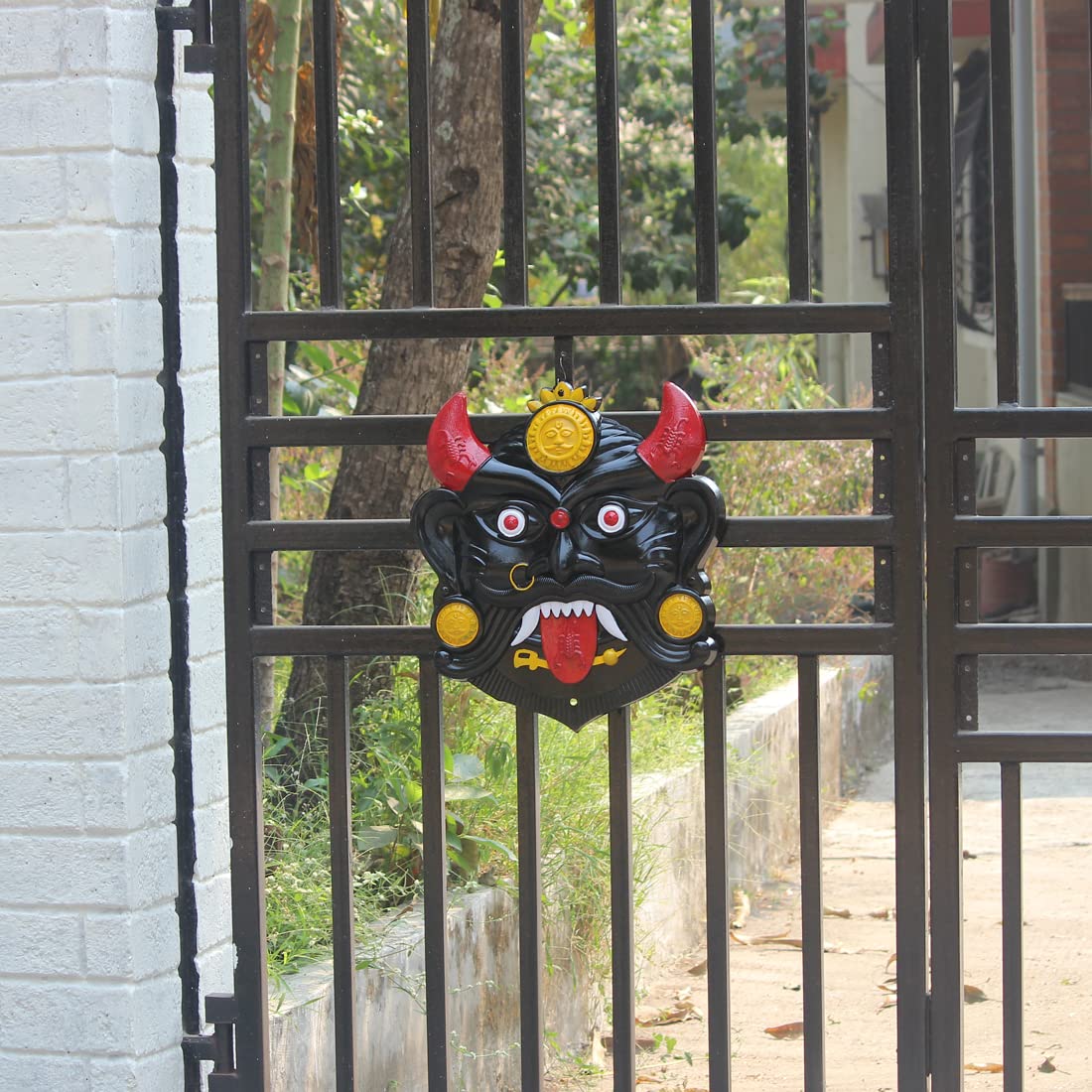 Nazar Battu for Home Entrance Row House Gate | Black 18 Inch X-Large | Hard Plastic | Mahakal Mask Wall Hanging | Evil Eye Protector | Najar Raksha Kavach | Mfg By Narain Stores Puja Samagri Wholesale - Image 6