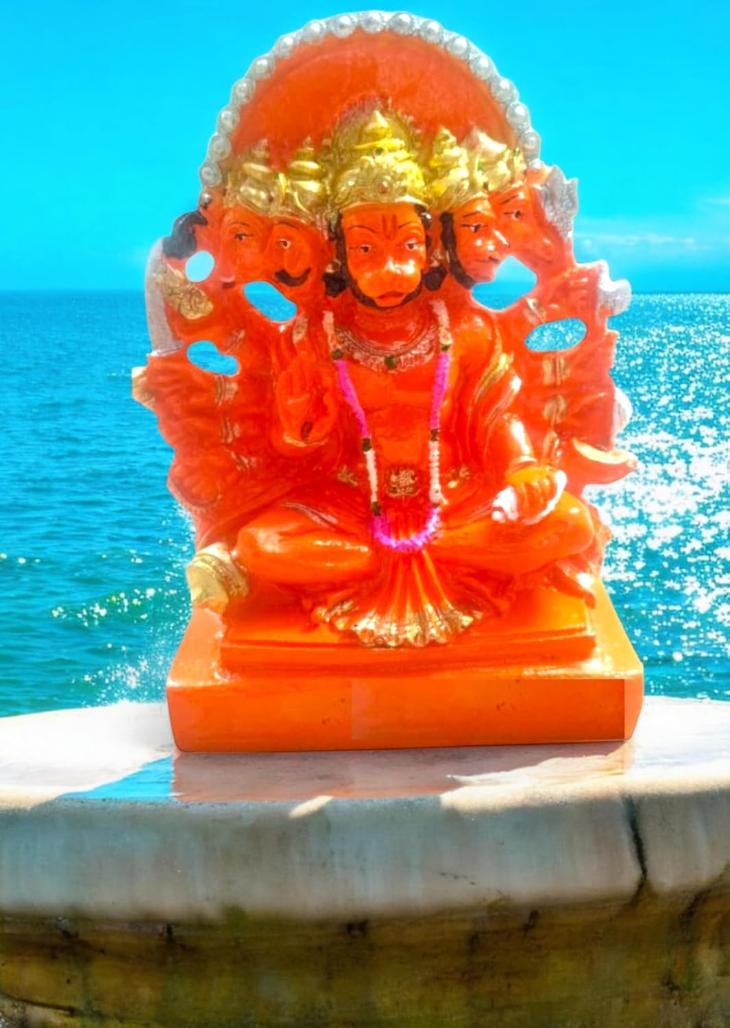 Best Looking Good Hanuman Ji Murti Panchmukhi Hanuman for Door Entrance Temple Home & Office Decor Living Room Decoration Gift for New House Warming ceramony bajarangbali Balaji Idol Evil Eye - Image 10