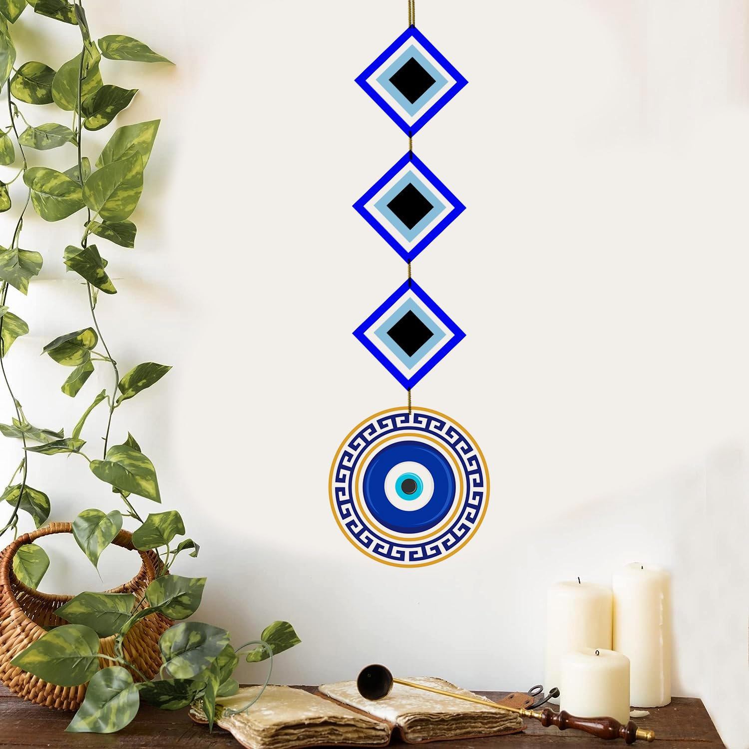FIT-IN Trends Evil Eye Wall Hanging – Protective Boho Home Decor for Positive Energy | Traditional Nazar Amulet for Living Room, Entrance and Office | Decorative Wall Accent - Image 3