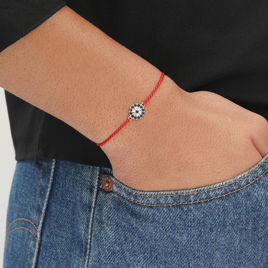 ZAVYA 925 Sterling Silver Evil eye Cubic Zirconia Anti Tarnish Gold Plating Mens Rakhi - Image 5