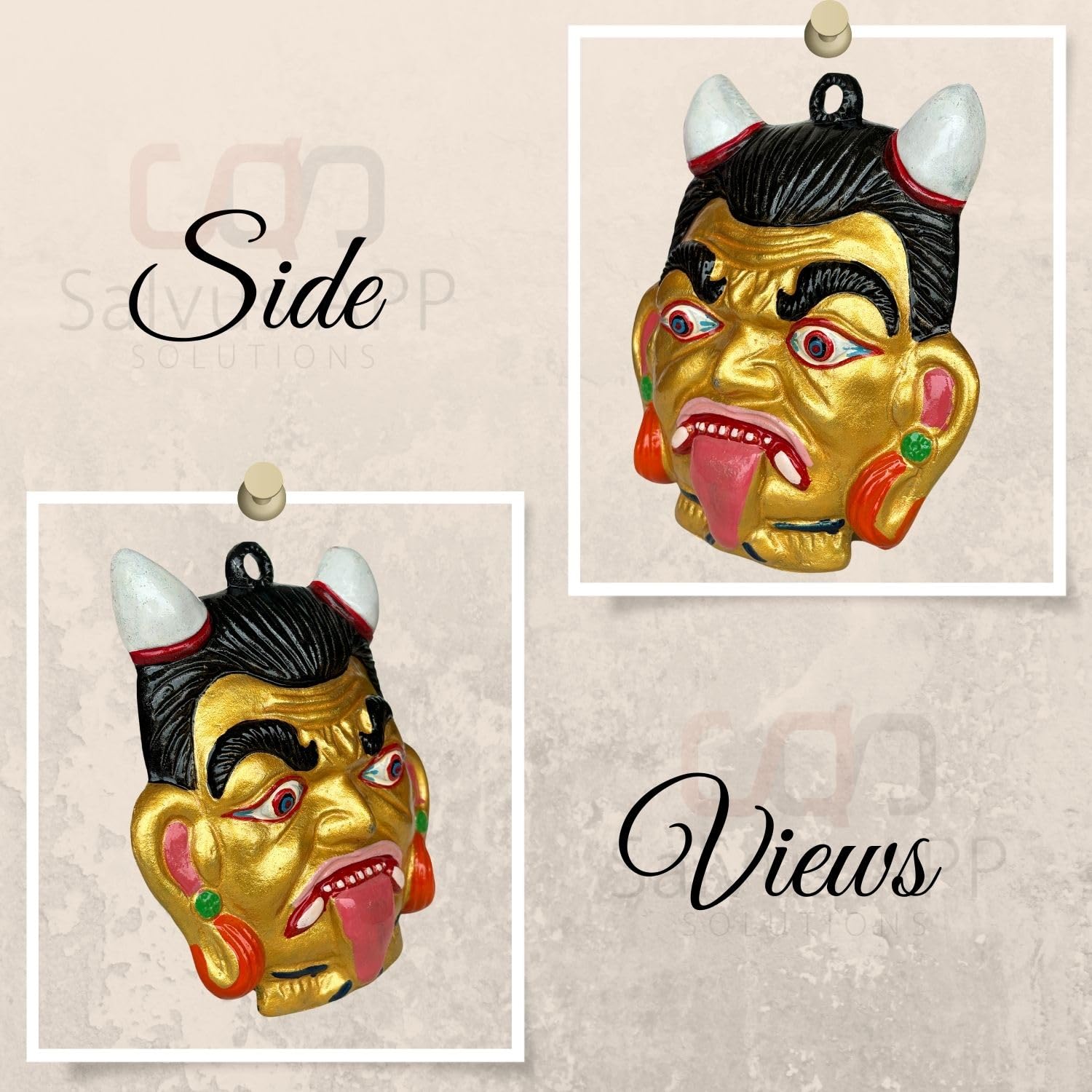 Salvus APP SOLUTIONS Metal Nazar Battu Wall Hanging Face Mask for Evil Eye Protection (Multicolour, Small) - Image 5