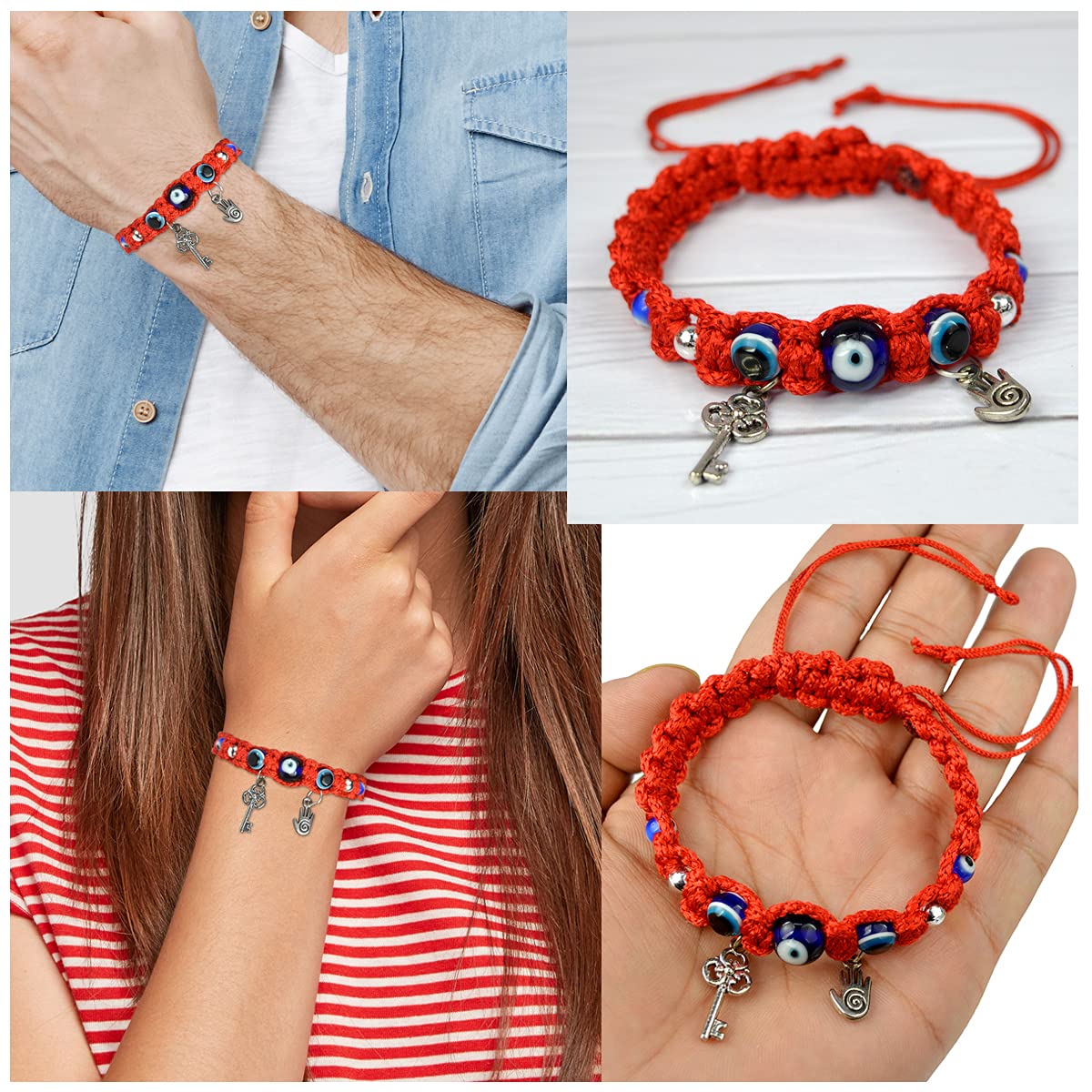 Reiki Crystal Products Evil Eye Band, Evil Eye Bracelets for Couple, Evil Eye Band Bracelet, Evil Eye Macrame Thread Adjustable Cord to Avoid Negative Energy - Image 8
