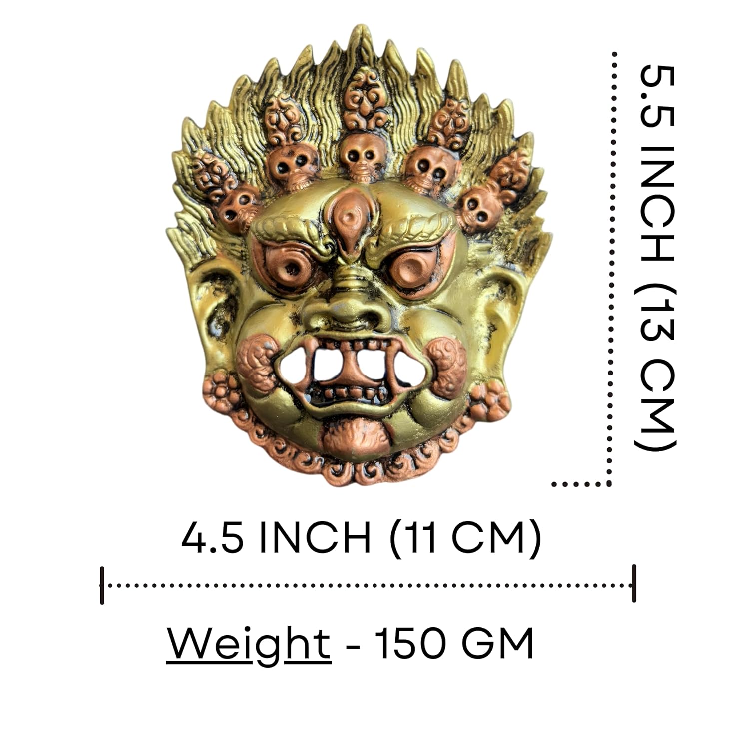 Salvus APP SOLUTIONS Exclusive Metal Gold Nazar Battu Face Mask/Wall Hanging for Evil Eye Protection Suitable for Doors, House, Office, Shops & Wall Decor (Golden_4.5x5.5 Inch) - Image 3