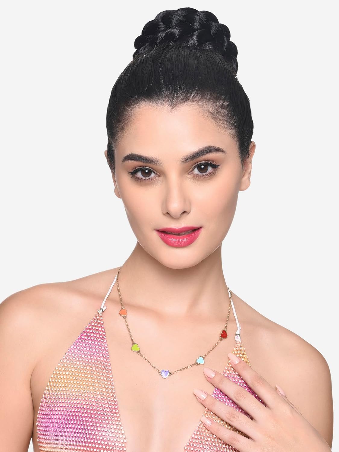 ZAVERI PEARLS Multicolor Enamel Hearts Contemporary Style Chain For Women-ZPFK16223 - Image 6