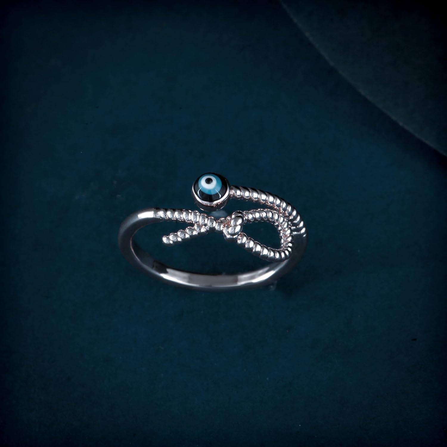 MEENAZ Rings for women girls girlfriend ladies wife sister Evil eye ring Silver ring Butterfly ring silver stylish engagement wedding Adjustable promise propose American diamond Finger Ring set ad 892 - Image 3