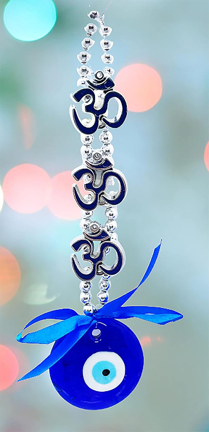Natchcart Decorative Blue Set of 1 Three Om Turkish Evil Eye Hanging for Home Protection, Good Luck Charm and Prosperity, Interior Wall Hanging Showpiece (FS-2654 Evil Eye) - Image 5