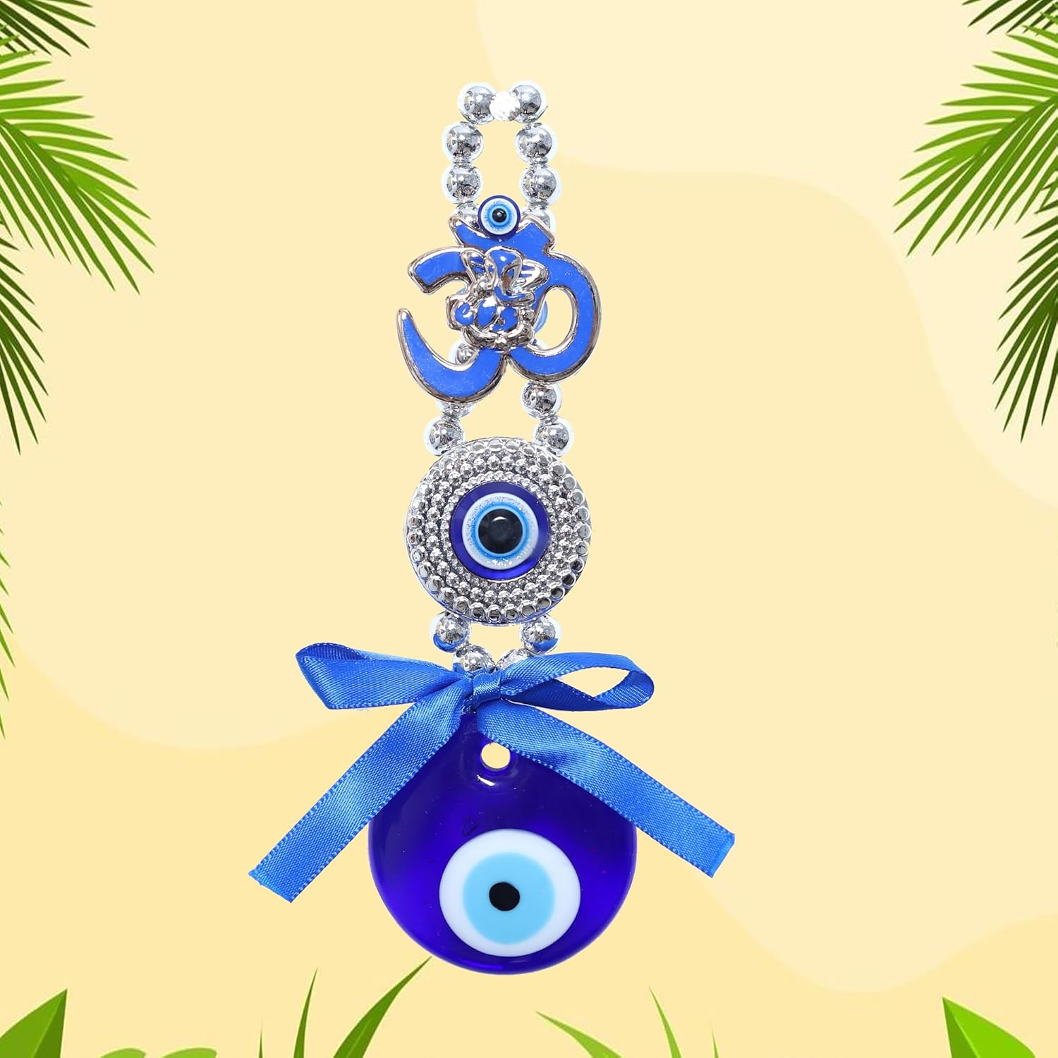 OM Evil Eye Wall Hanging for Car | Nazar Batu for Home Protection, Shop, Office and Home Entrance | Blue - Image 7