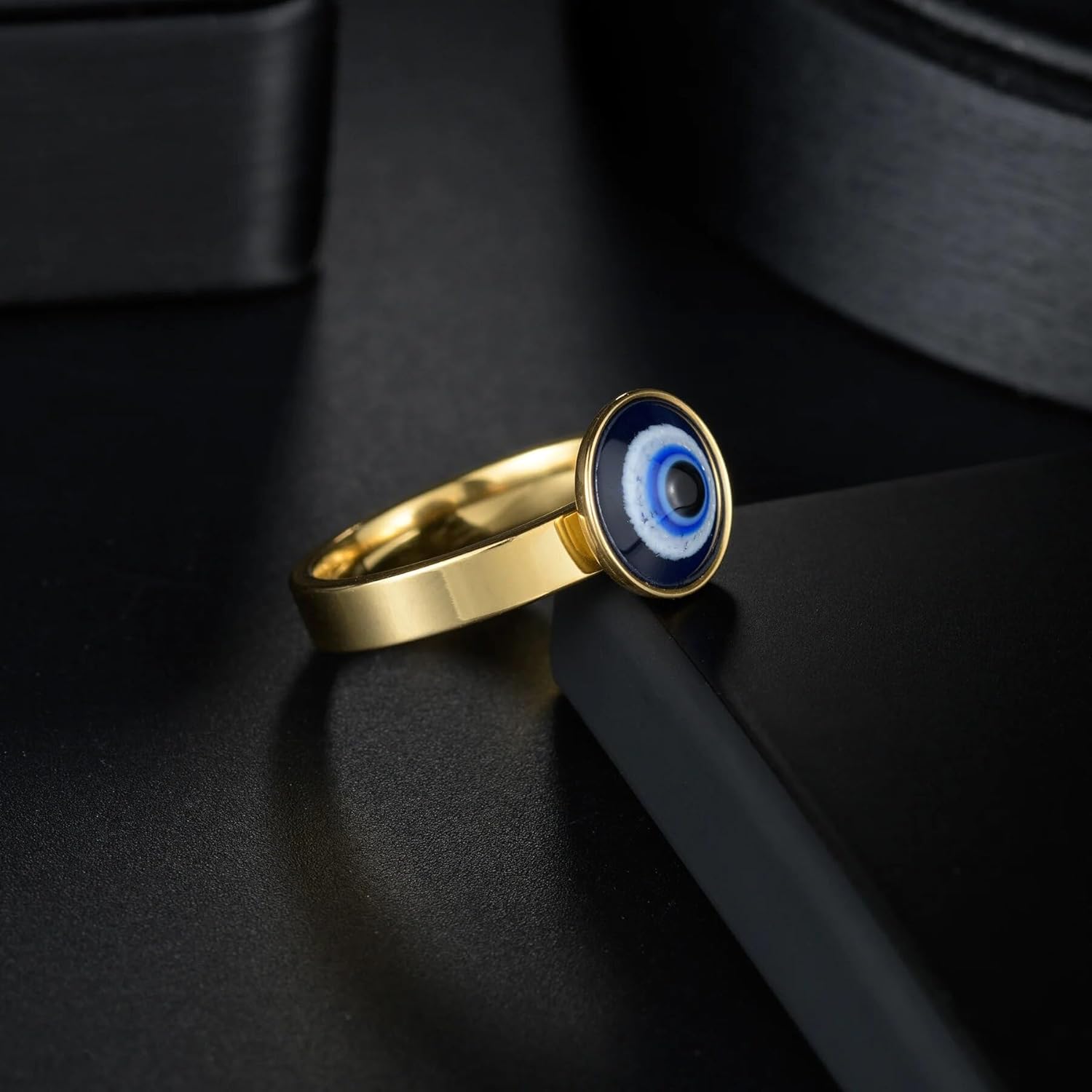 El Regalo 1 PC Evil Eye Titanium Steel Finger Ring- Anti Tarnish/Waterproof Stainless Steel Evil Eye Ring for Men, Women, Girls, Boys - Image 3