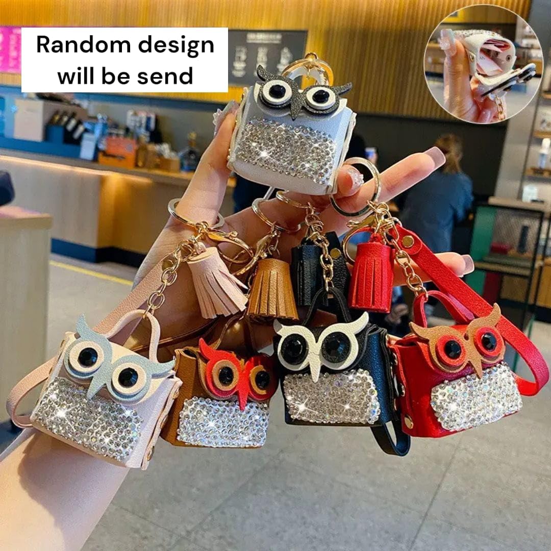 TERA 13 Owl Eye Mini Small Handbag Keychain/Keyring Bag Earphone Storage Mini Lovely Coin Purse Wallet Keychain Cute Coin Purse Key Rings Keychain 1pcs - Image 3