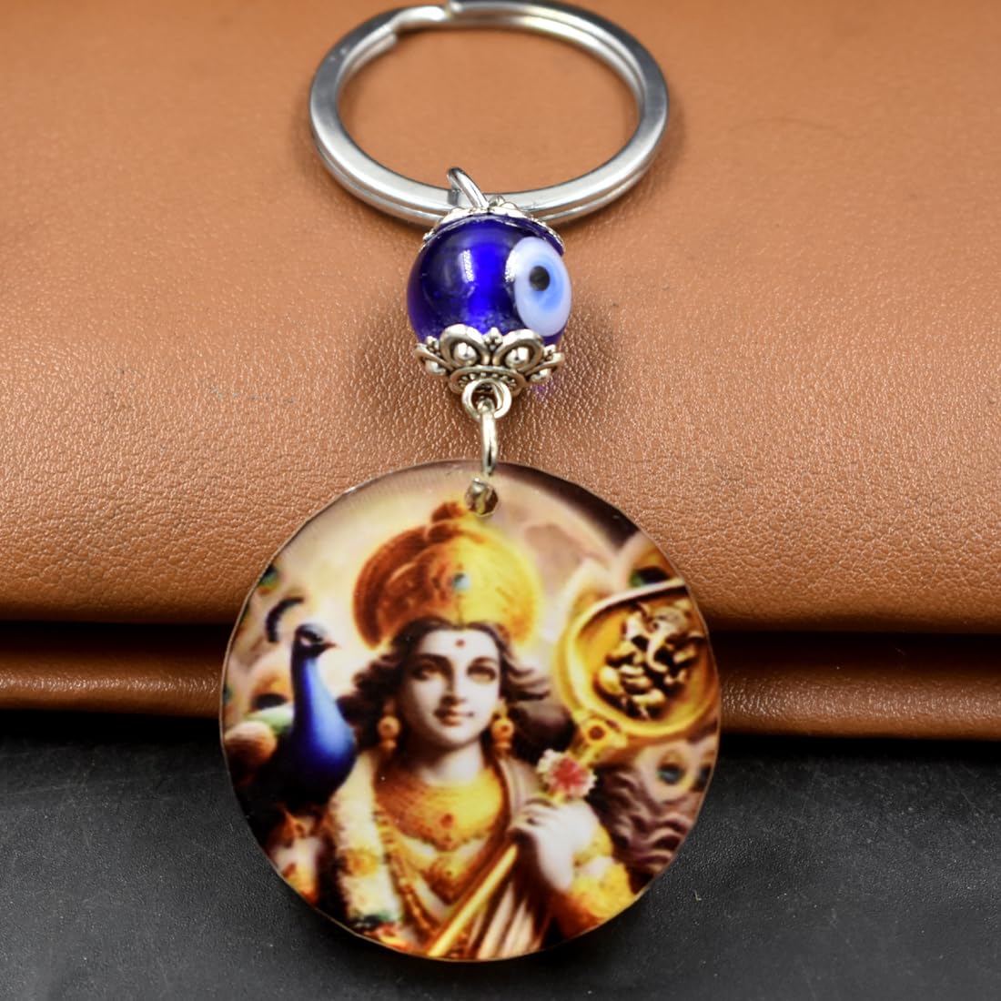 AFH Lord Murugan Swami Evil Eye Nazar Protection Keychain - Image 4