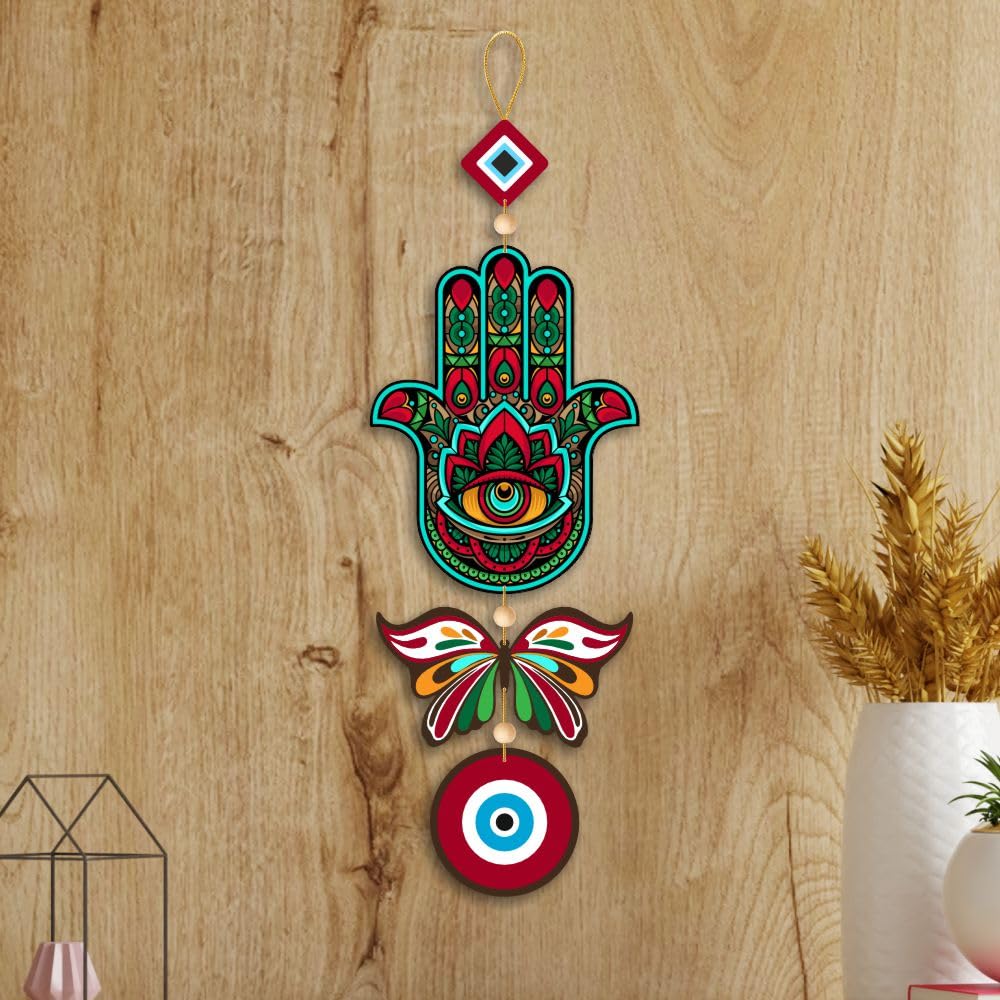 Nupur Studios “Hamsa Hand Butterfly Evil Eye” Hanging for Home decor/positive energy/Hamsa Hand/Handcrafted item/Wall Art/Decor/House Decor/Offices/Decoration/Good Luck Charm/Prosperity - Image 3
