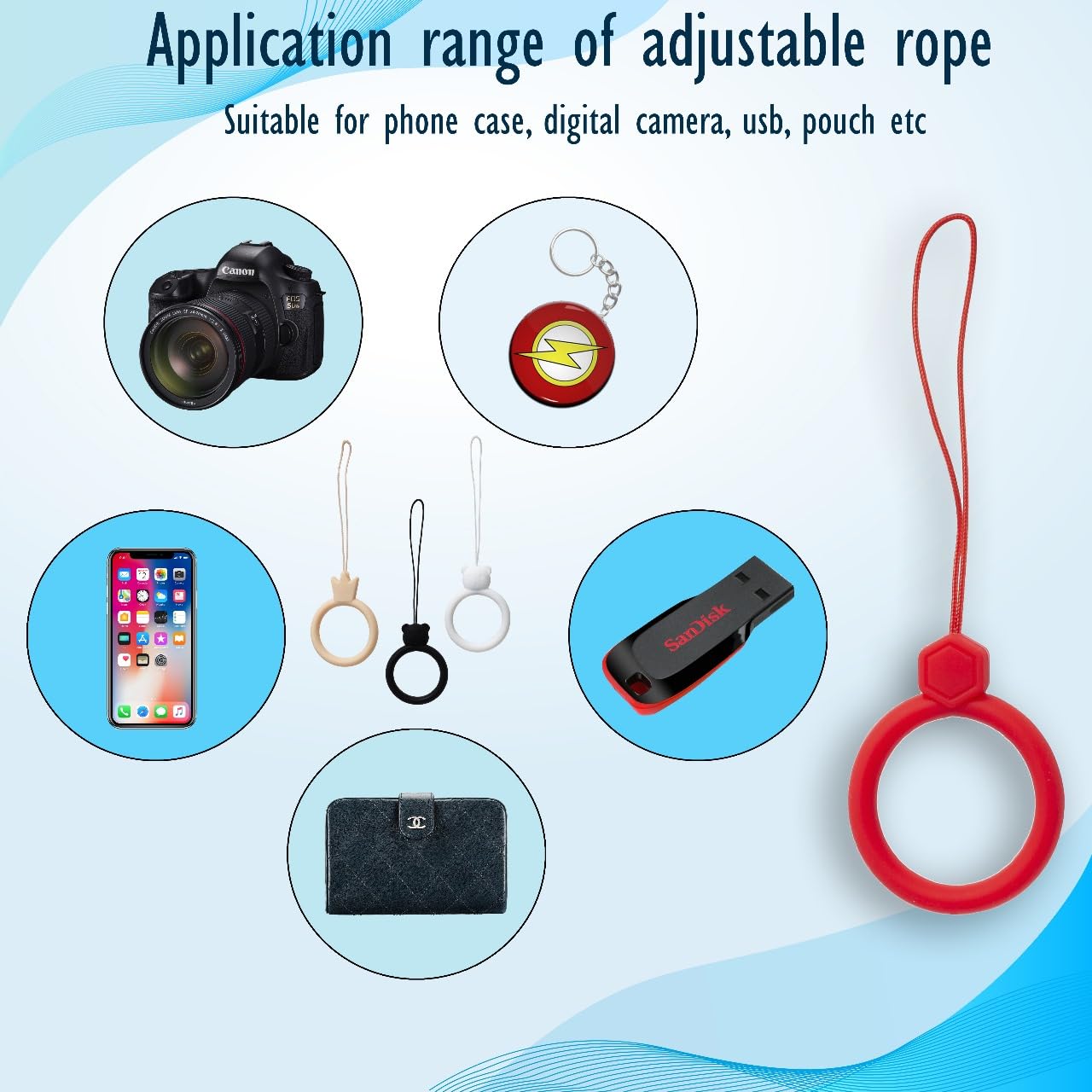 KICKZU cell phone lucky charm Keychain Silicone Finger Ring Lanyard for Mobile Phones Hanging thread Strap Anti-Slip ideal for Cameras keys pen drive electronics accessories - Image 3