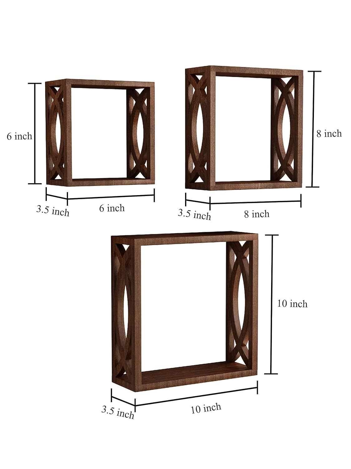 Home Sparkle MDF Wooden Wall Shelves (Brown) - Image 3
