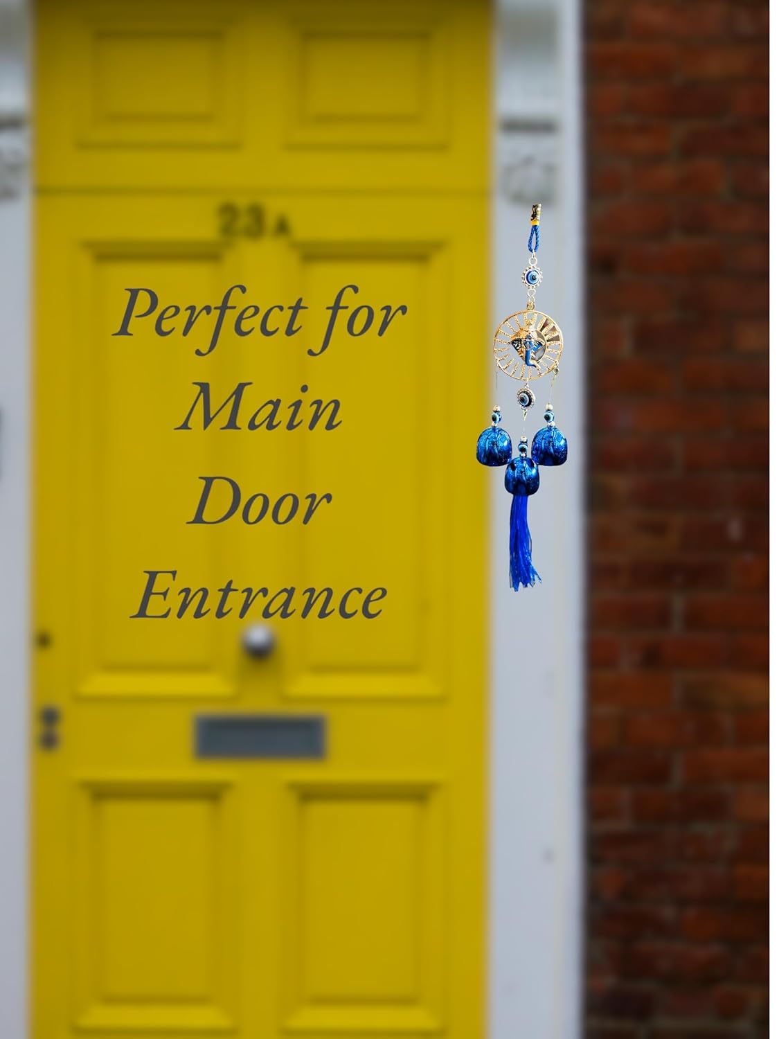 WS Evil Eye Wind Chime With 3 Bells for Home & Office - Brings Positive Vibes & Removes Negative Energy | Wall Hanging (Ganesh Ji) - Image 4