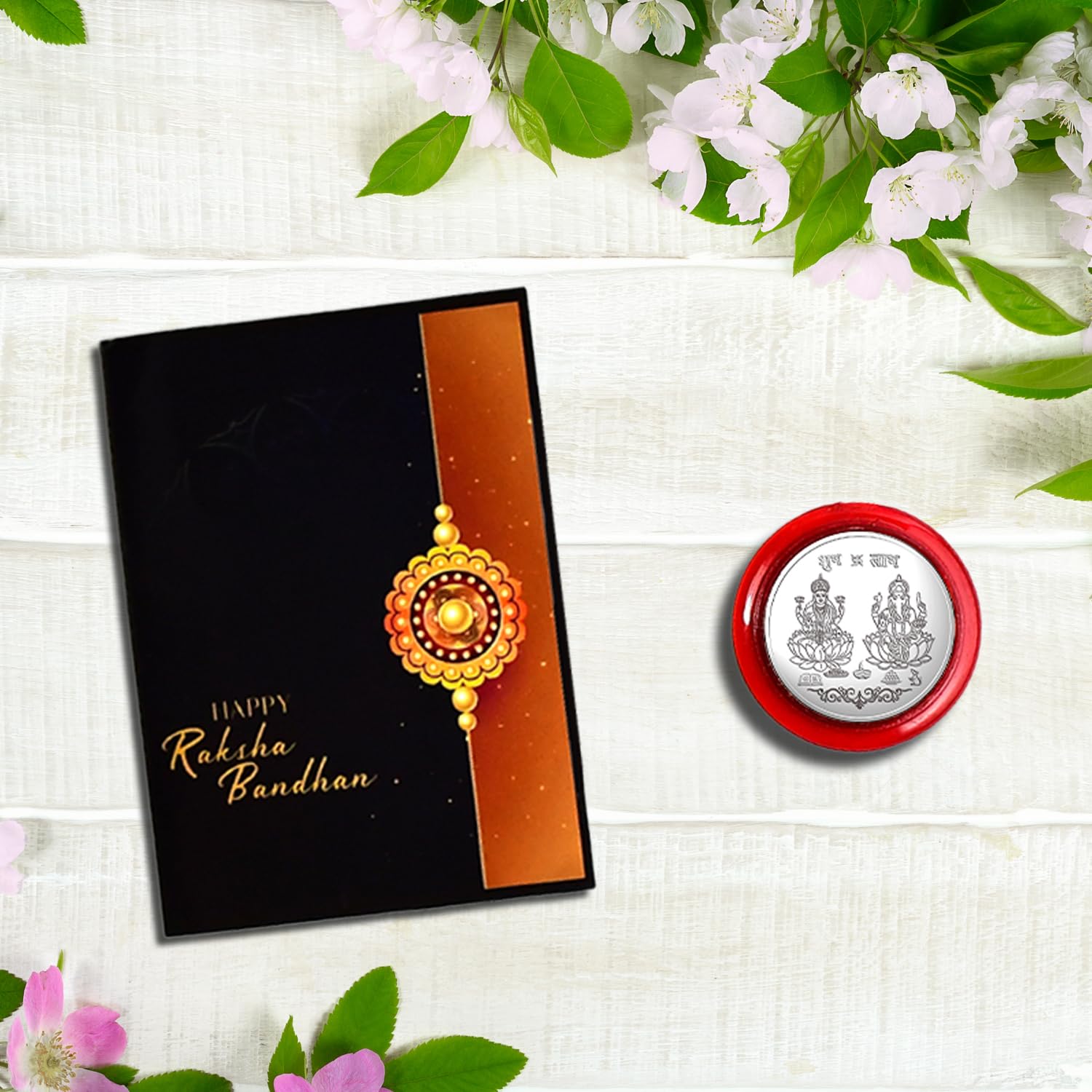 DeoDap Chocolate with Rakhi Gift for Brother – Murli Design Rakhi Set for Brother with Choco Coated Butterscotch Nuts, Silver Colour Coin & Greeting Card – Raksha Bandhan Combo For Bhai - Image 7