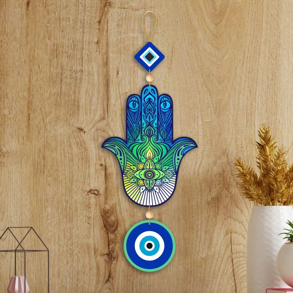 Nupur Studios “Hamsa Hand Evil Eye Blue” Hanging for Home decor/positive energy/Hamsa Hand/Handcrafted Item/Wall Art/Decor/House Decor/Offices/Decoration/Good Luck Charm/Prosperity - Image 3