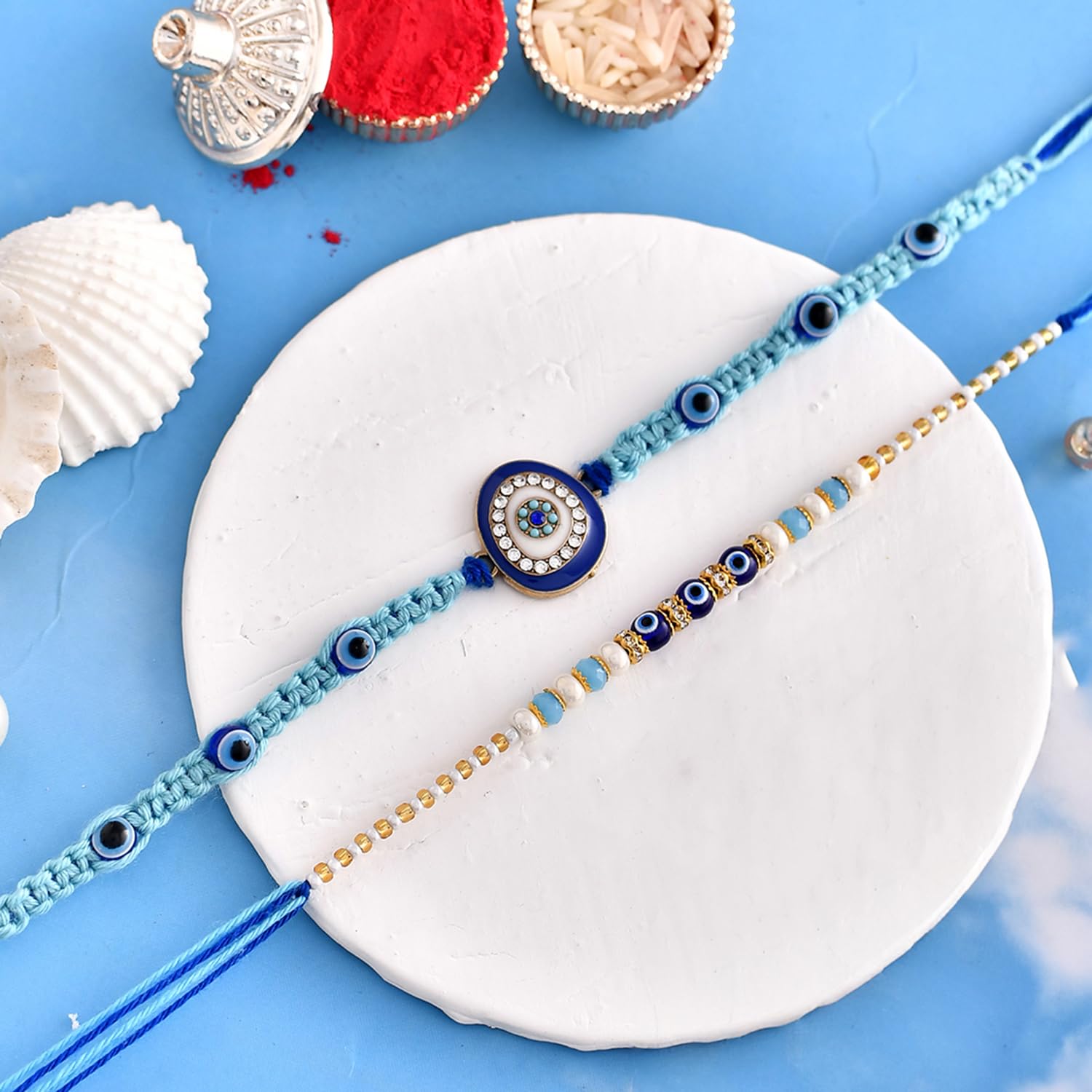 VOYLLA Pack Of 2 Evil Eye Charms Men's Rakhis|Pack Of 2 Rakhi|Rakhi For Brother|Rakhi Combo| - Image 3
