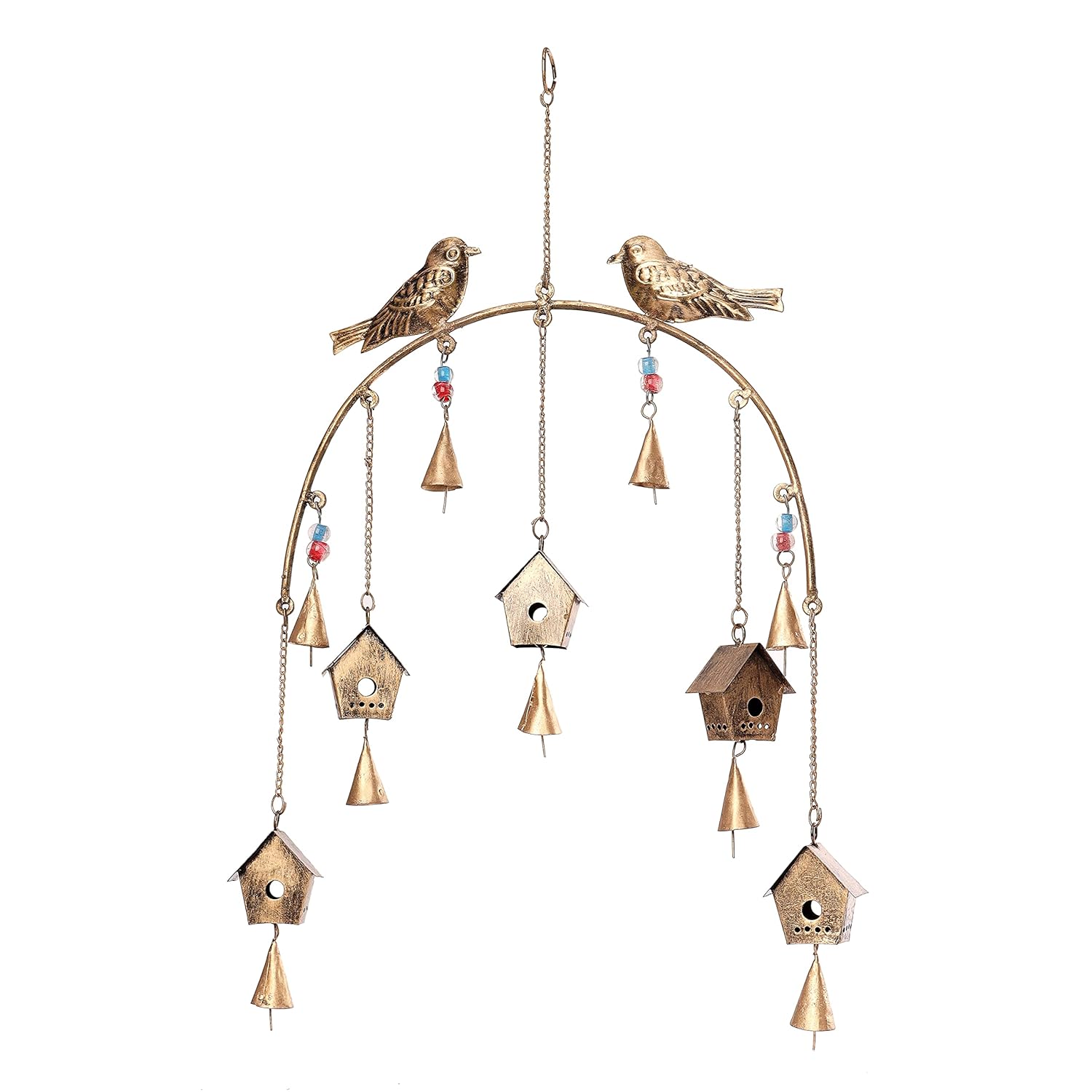 DULI Metal Windchime Wall Hanging, Feng Shui, Wall Art, Wall Decor, Positivevibes, Rustic Wall Hangings, Wall Art, Diwali Decor, Home Decor, Positive Vibes (Metalwallhanging: Birdhouse), Golden - Image 9